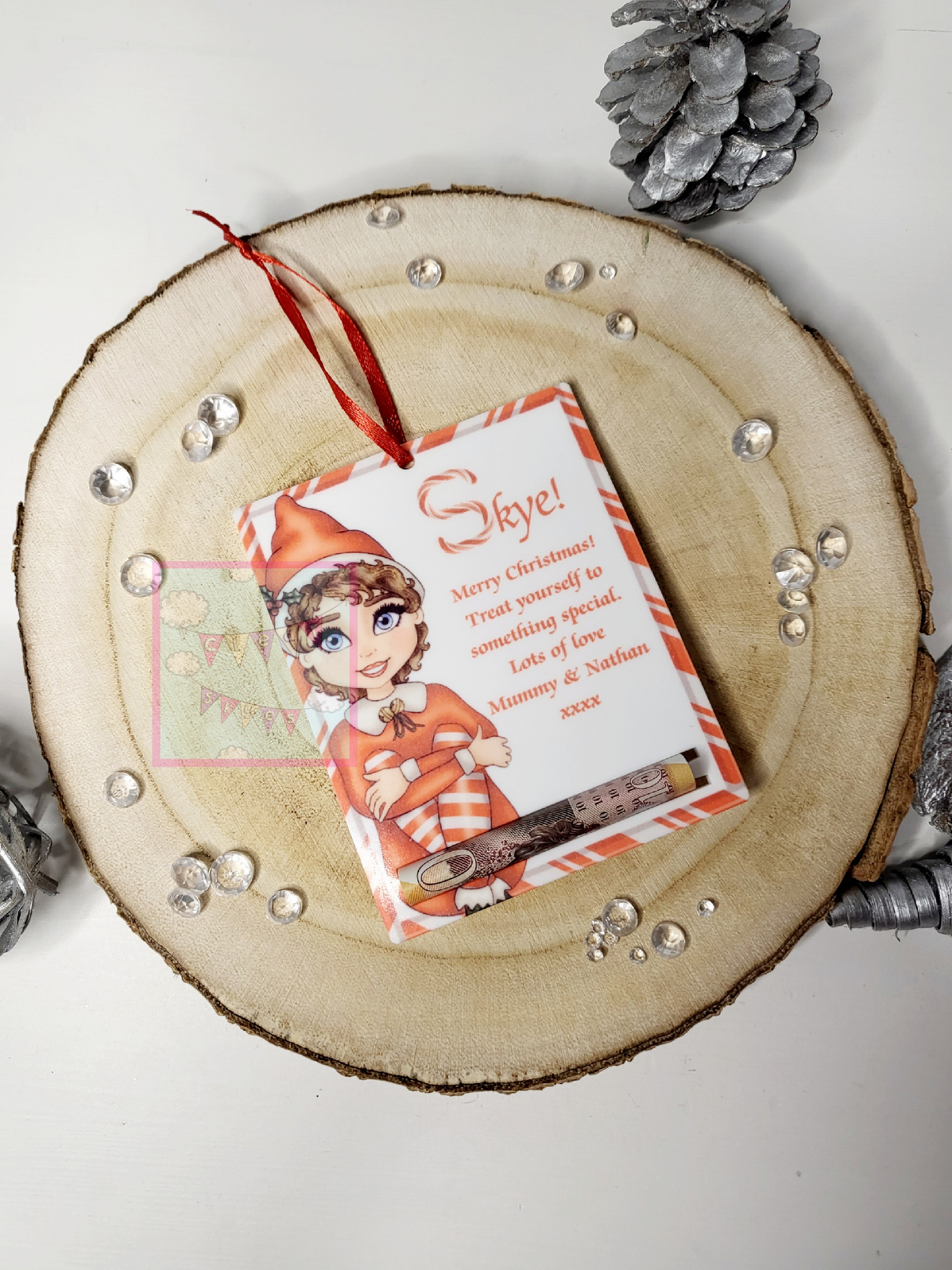 Personalised Christmas Money Holder Bauble - Elf