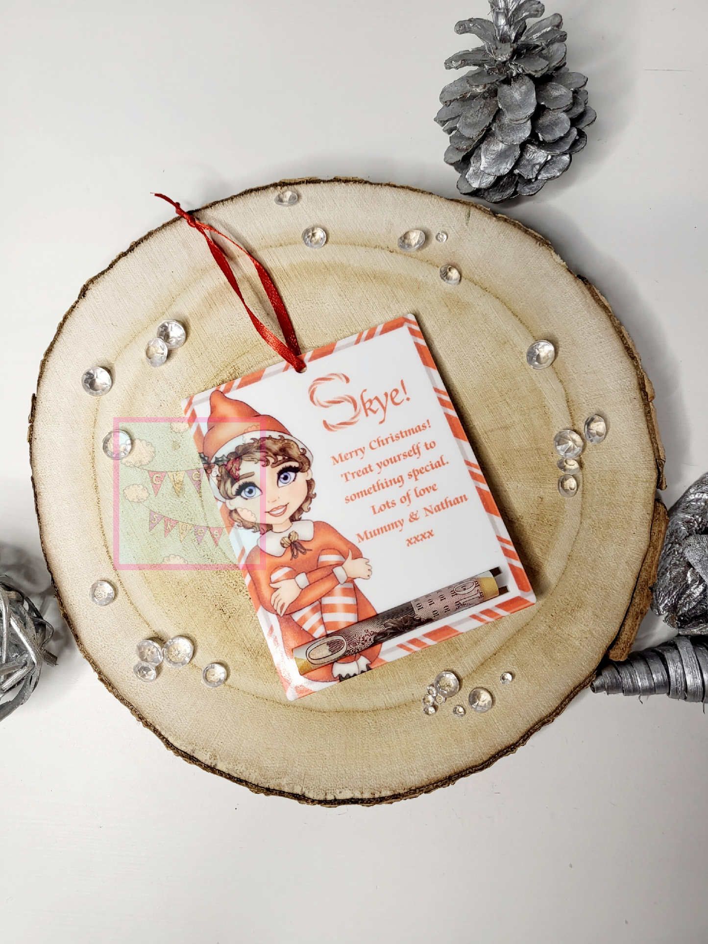 Personalised Christmas Money Holder Bauble - Elf