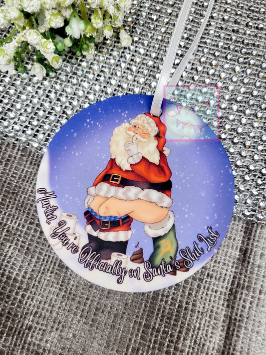 Personalised Santa's Shit List Tree Decoration