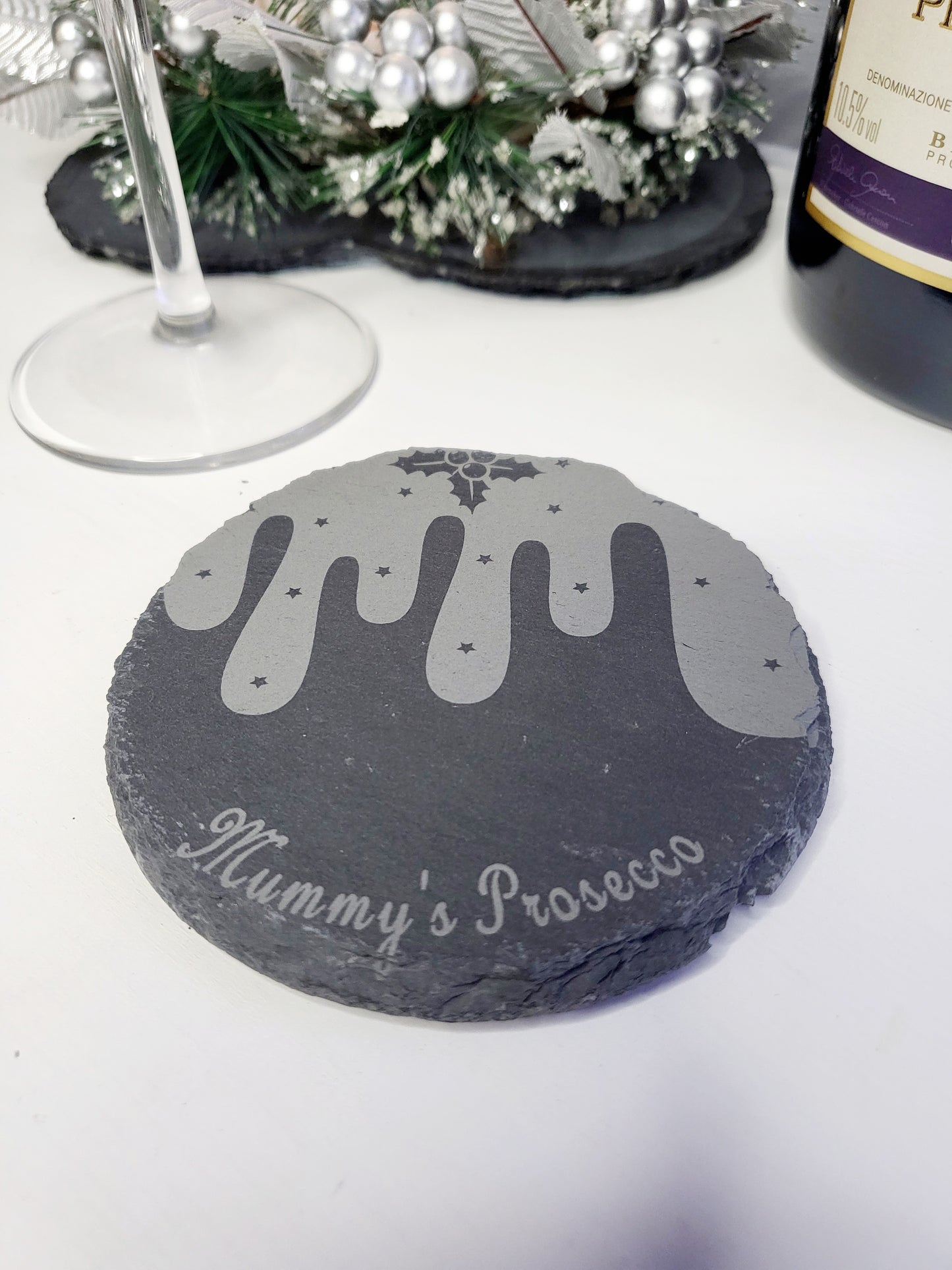 Personalised Christmas Pudding Slate Coasters