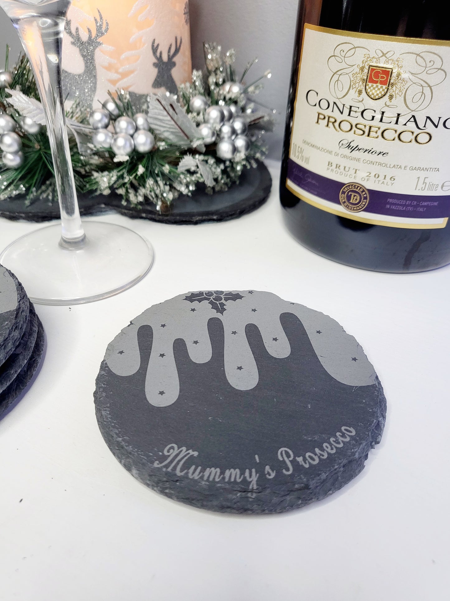 Personalised Christmas Pudding Slate Coasters