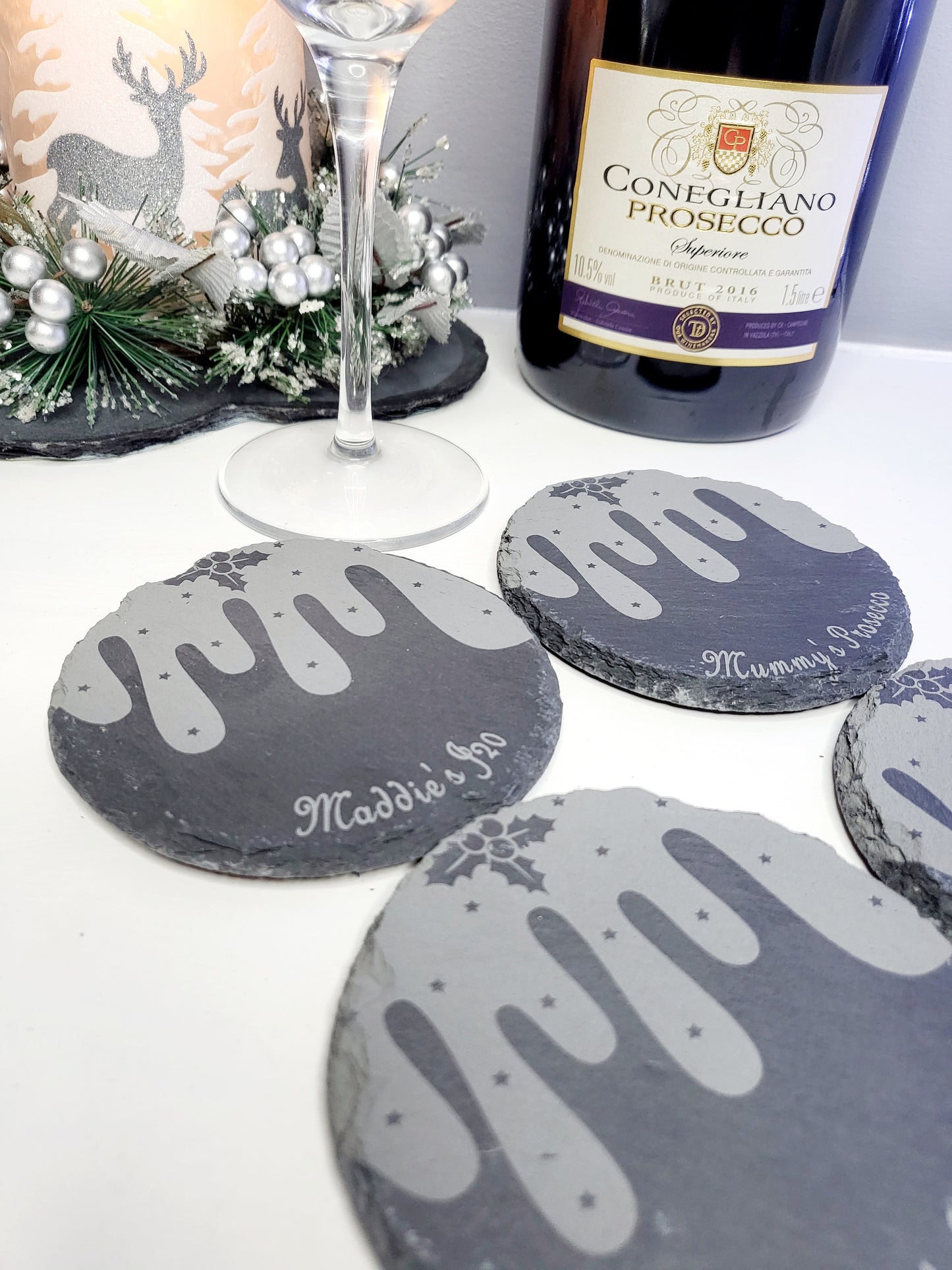 Personalised Christmas Pudding Slate Coasters