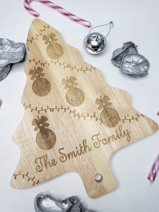 Personalised Family Bauble Christmas Tree Board