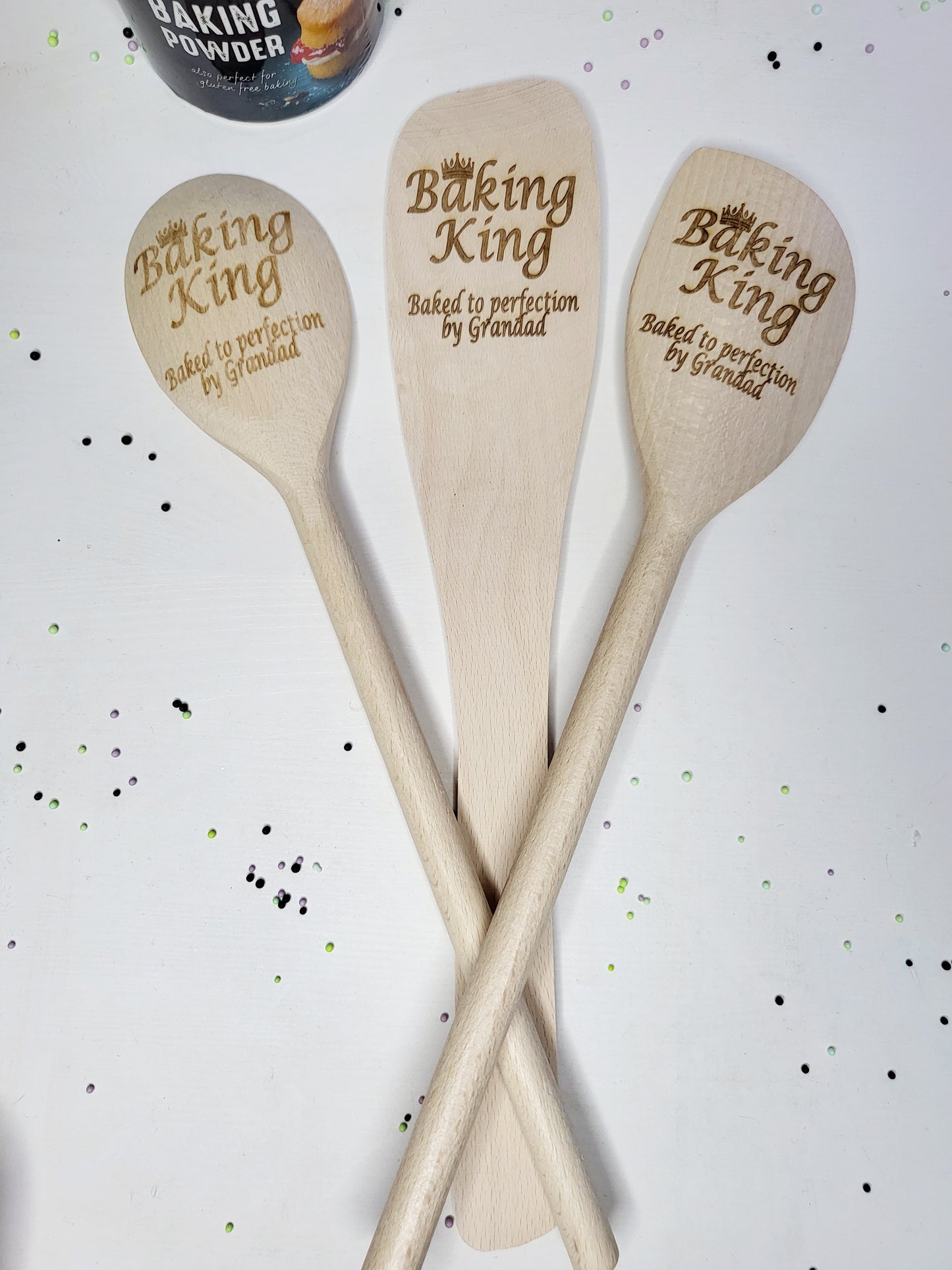 Personalised Wooden Baking Utensil Set, Baking King