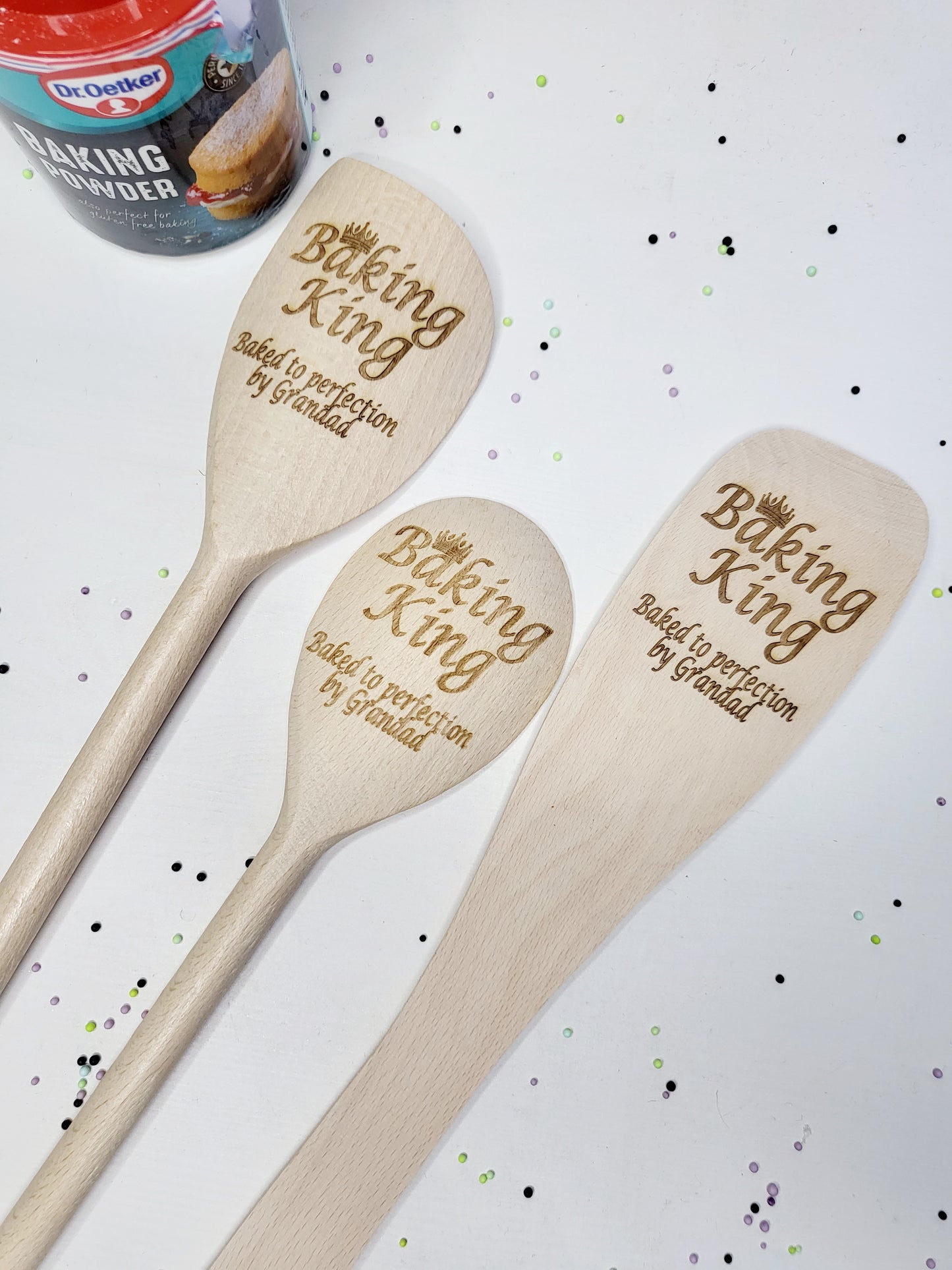 Personalised Wooden Baking Utensil Set, Baking King