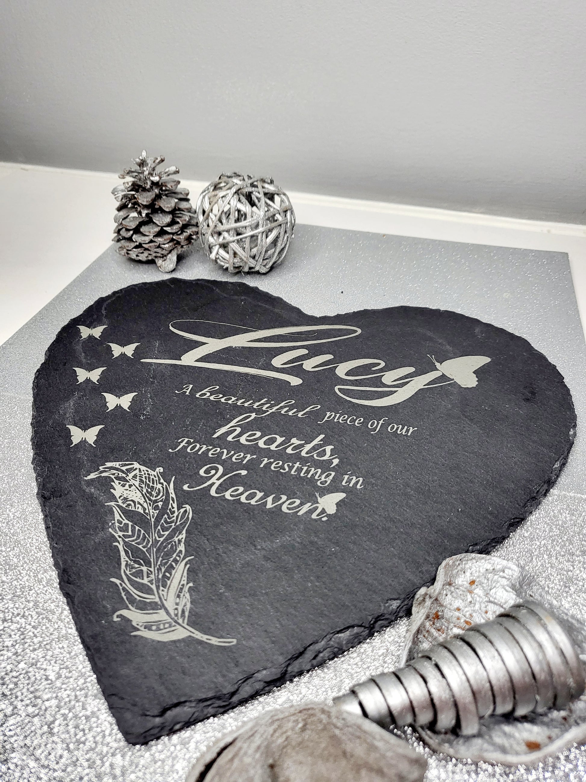 Personalised Memorial Slate Heart Grave Marker – Clear Skye's