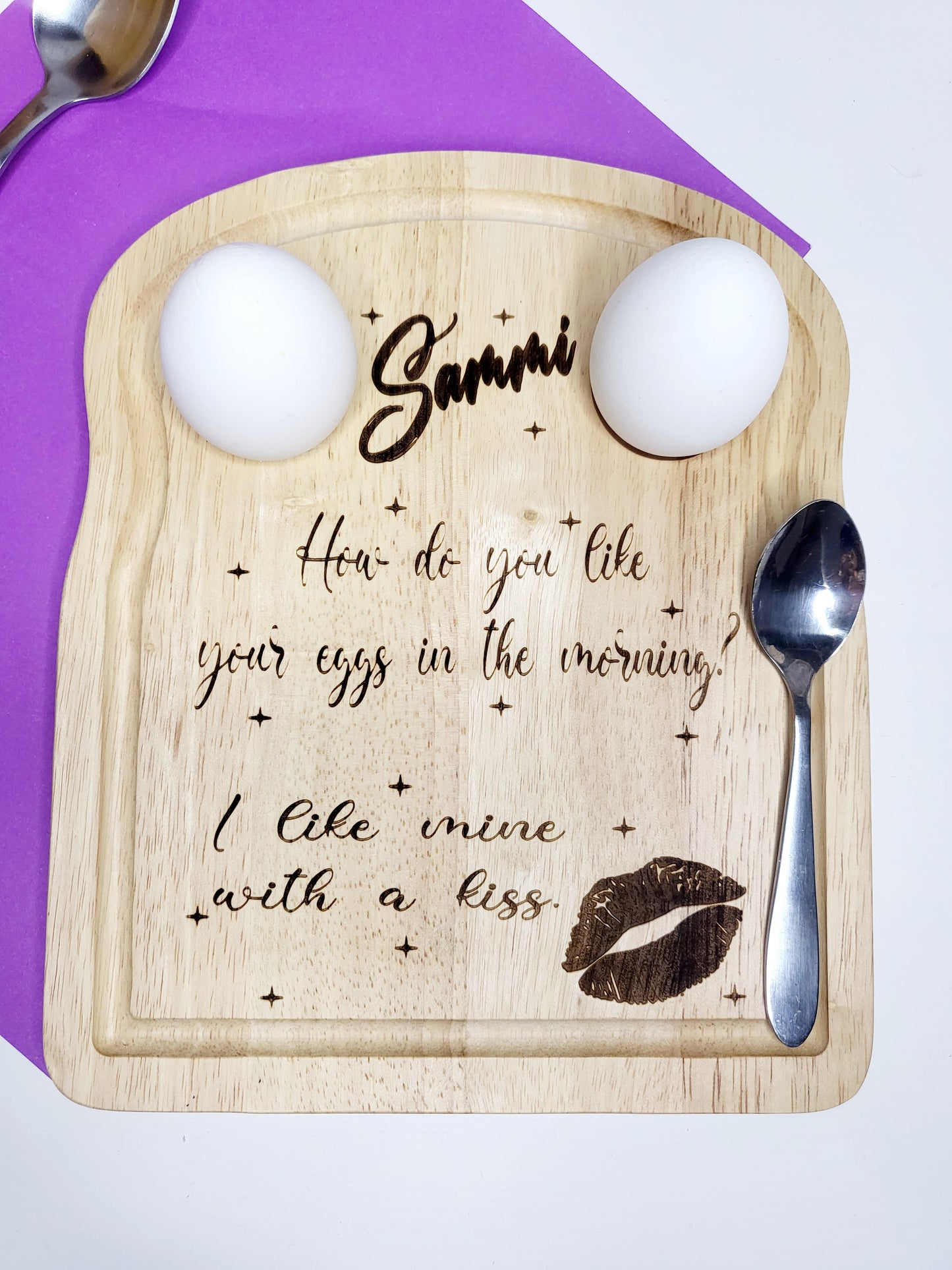 Personalised Egg Board, I Like Mine With A Kiss