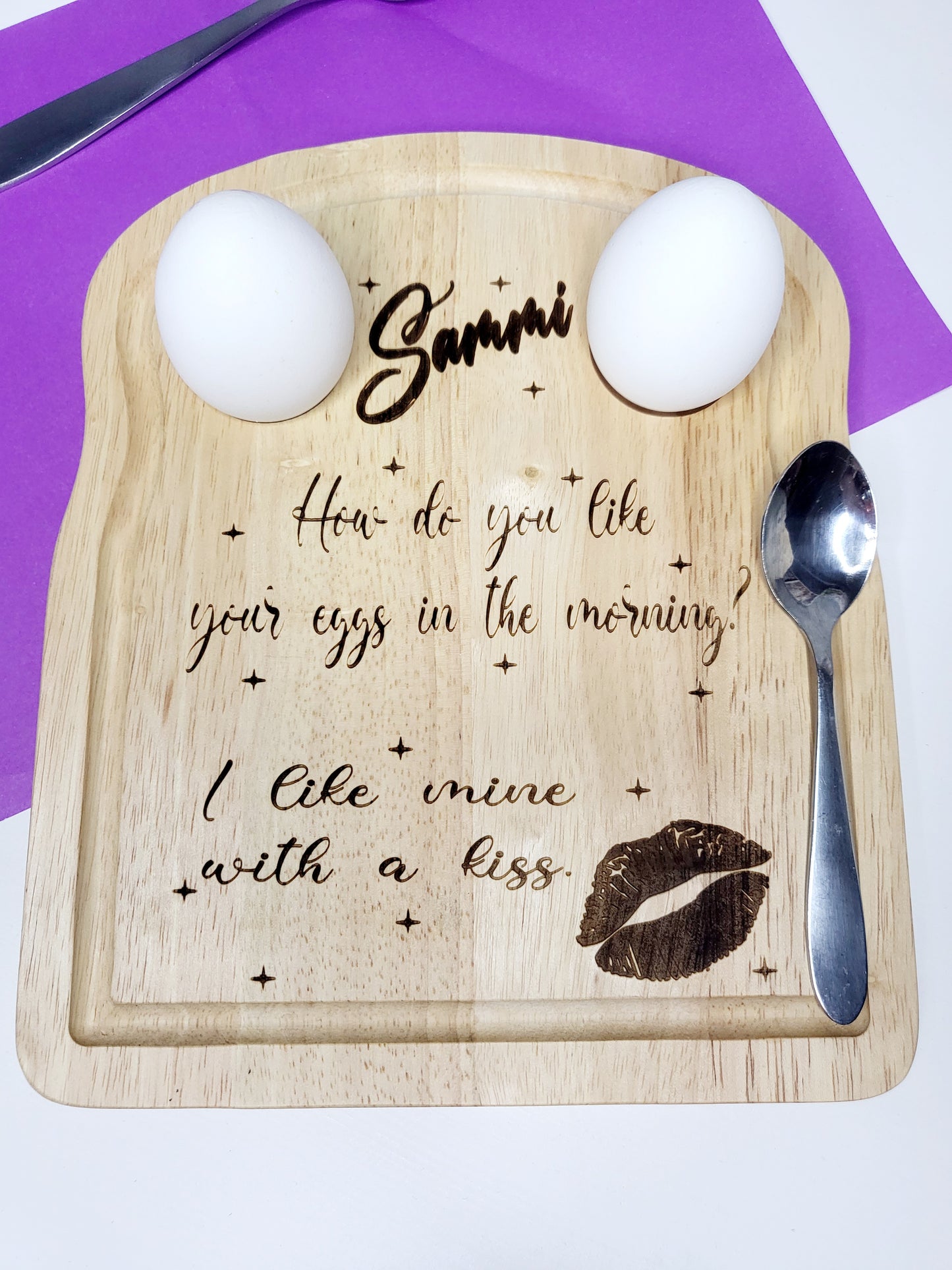 Personalised Egg Board, I Like Mine With A Kiss