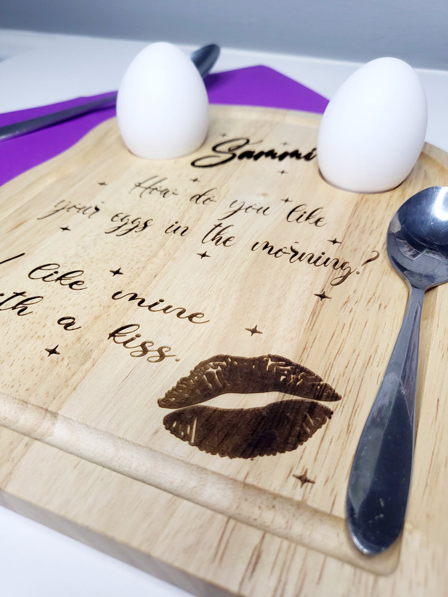 Personalised Egg Board, I Like Mine With A Kiss