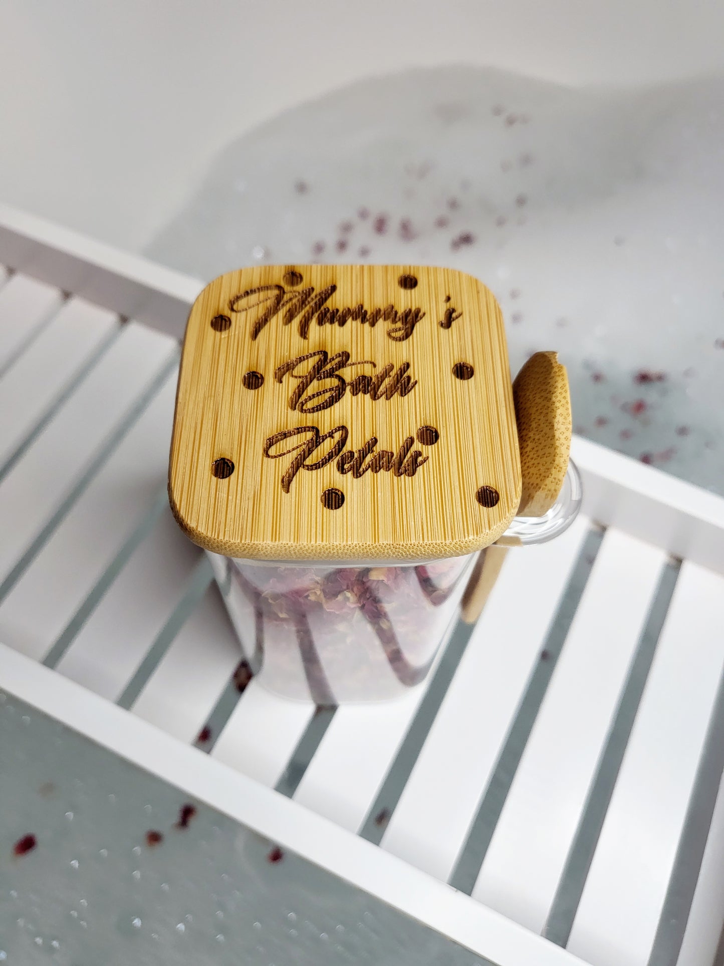 Personalised Bath Petal Jar with Spoon, Empty