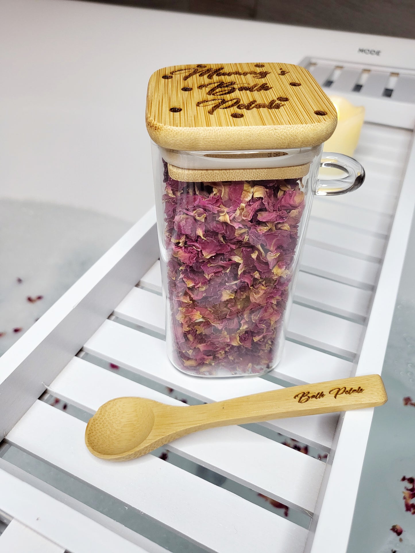 Personalised Bath Petal Jar with Spoon, Empty