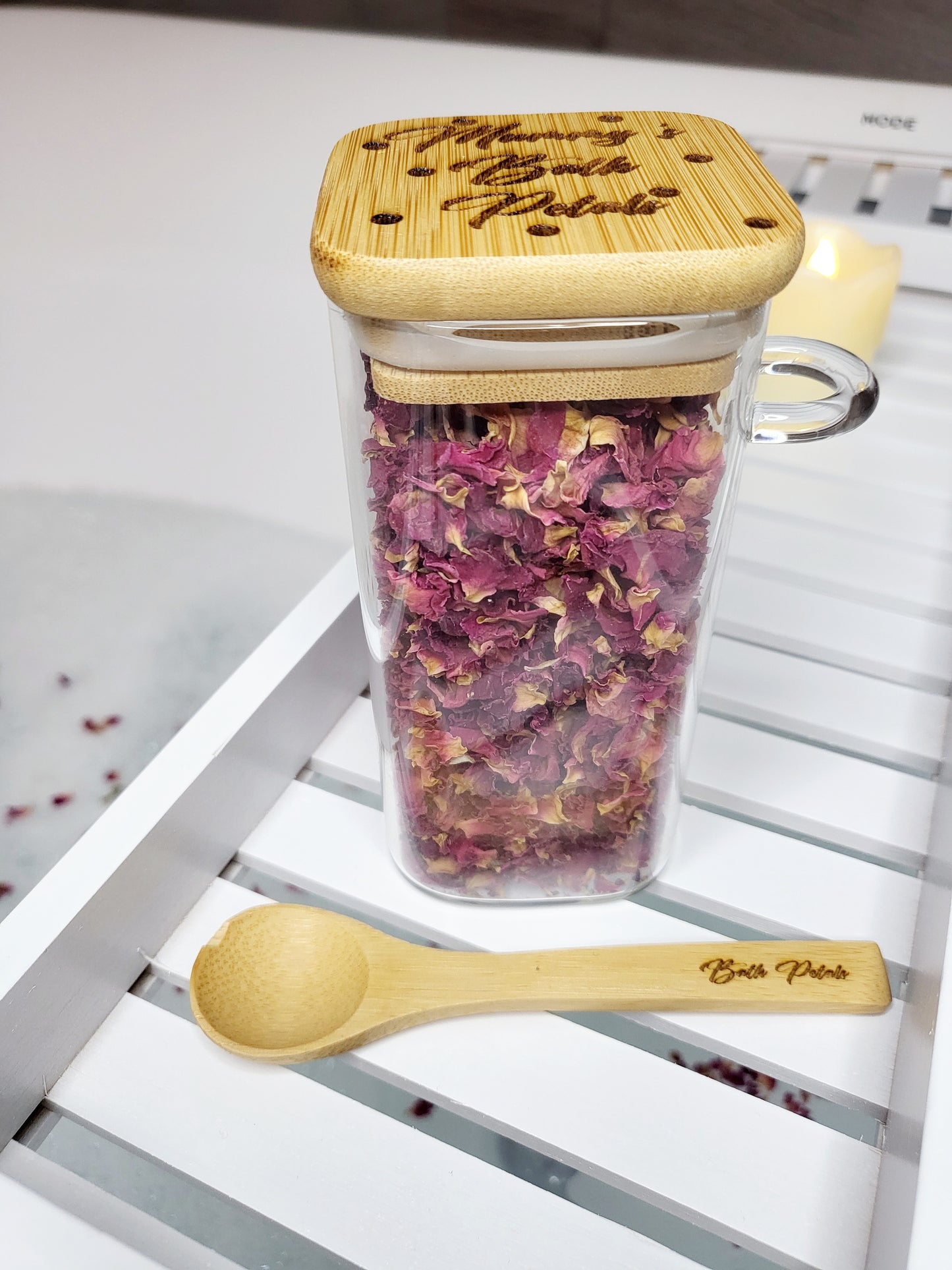 Personalised Bath Petal Jar with Spoon, Empty