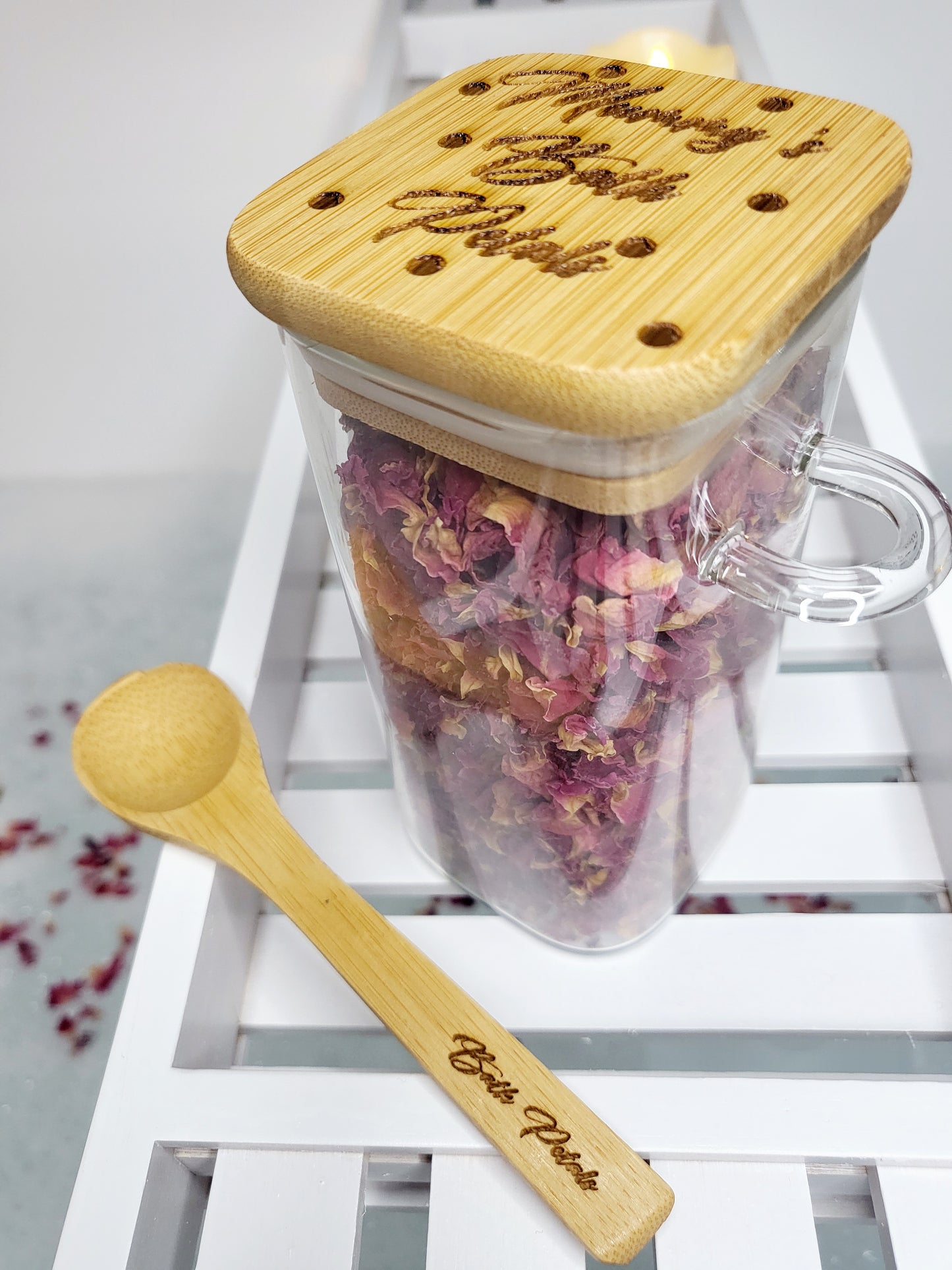 Personalised Bath Petal Jar with Spoon, Empty