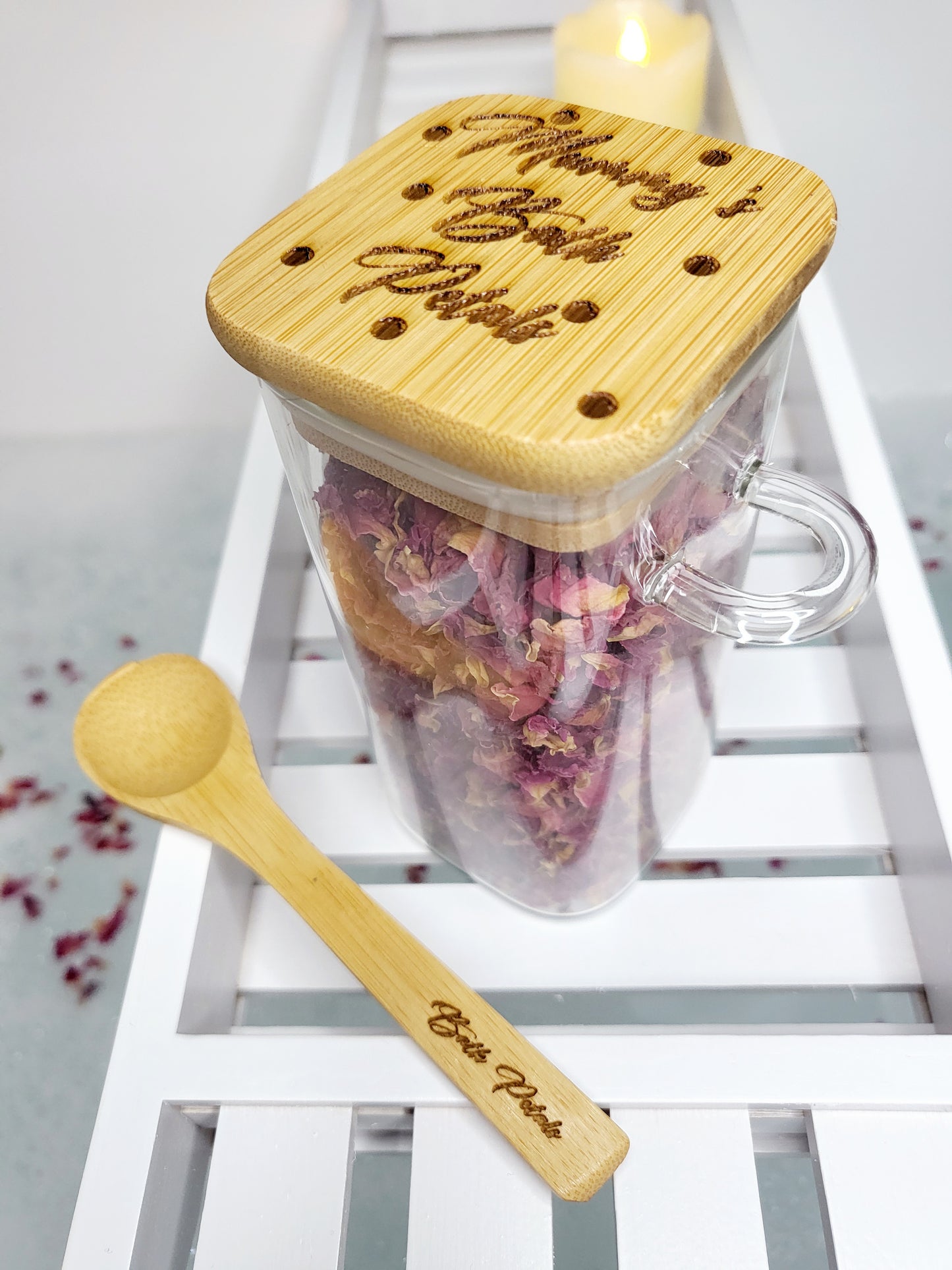 Personalised Bath Petal Jar with Spoon, Empty