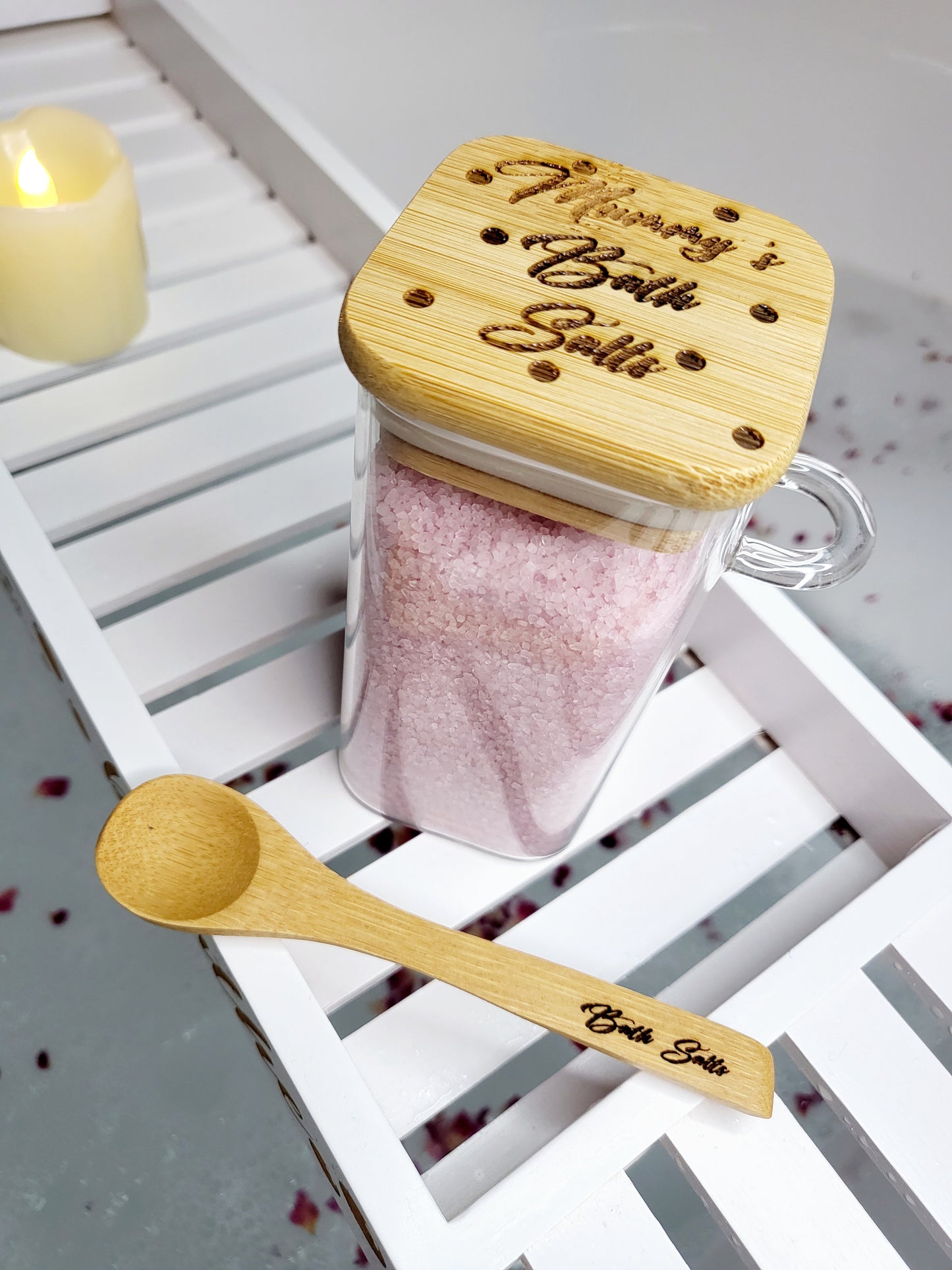 Personalised Bath Salt Jar with Spoon, Empty