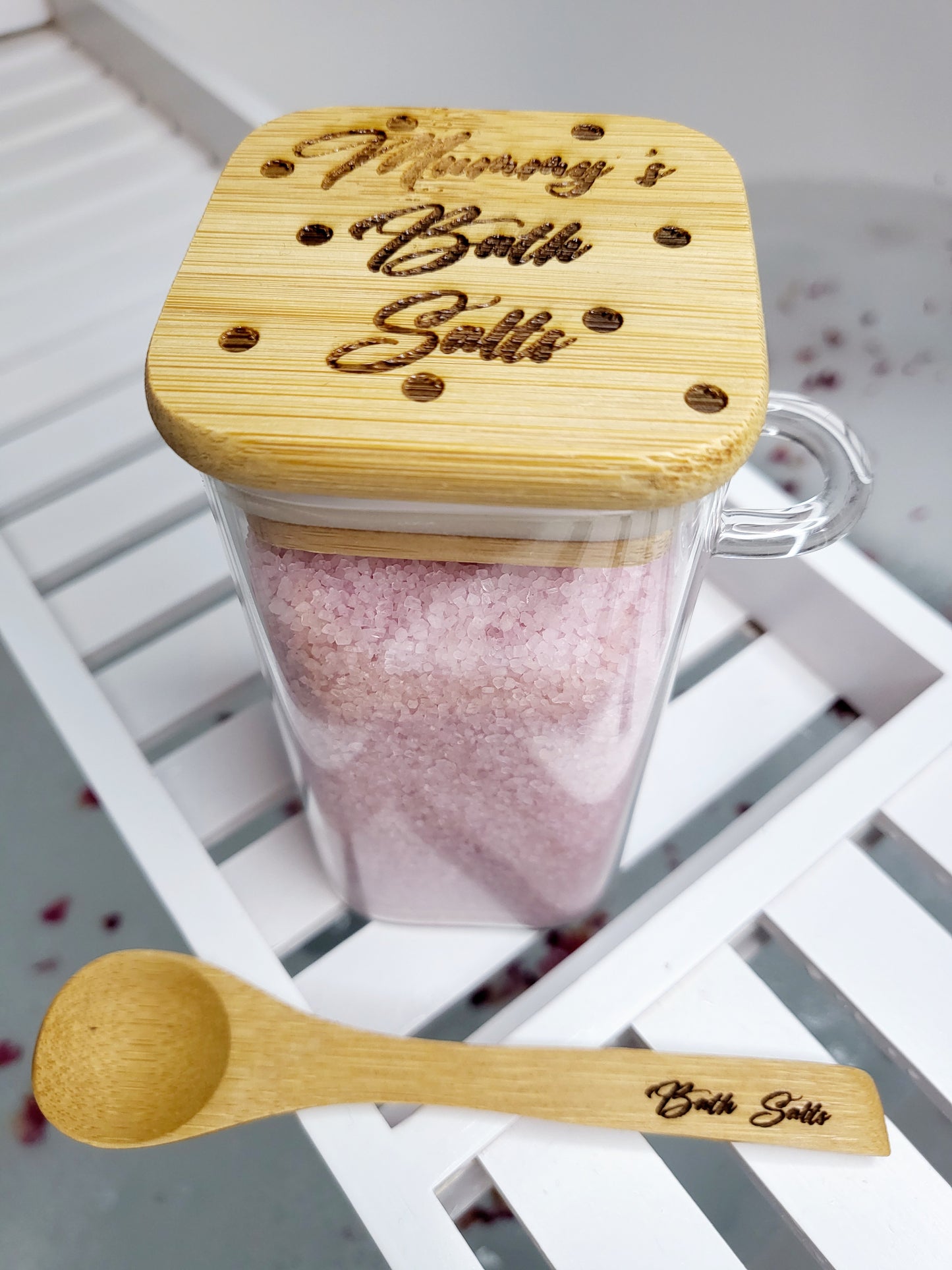 Personalised Bath Salt Jar with Spoon, Empty