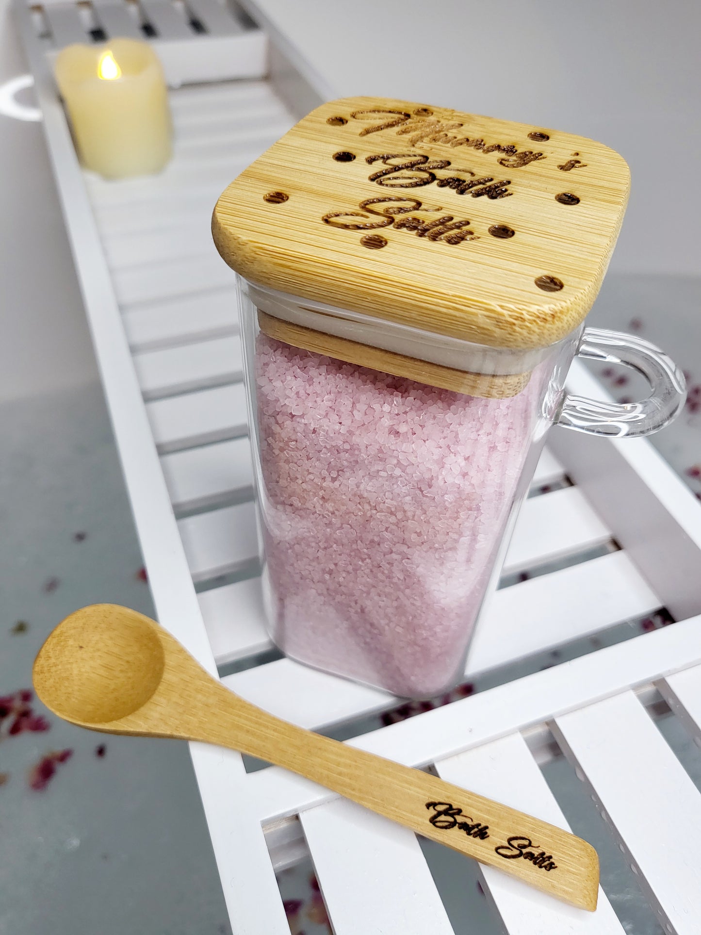 Personalised Bath Salt Jar with Spoon, Empty