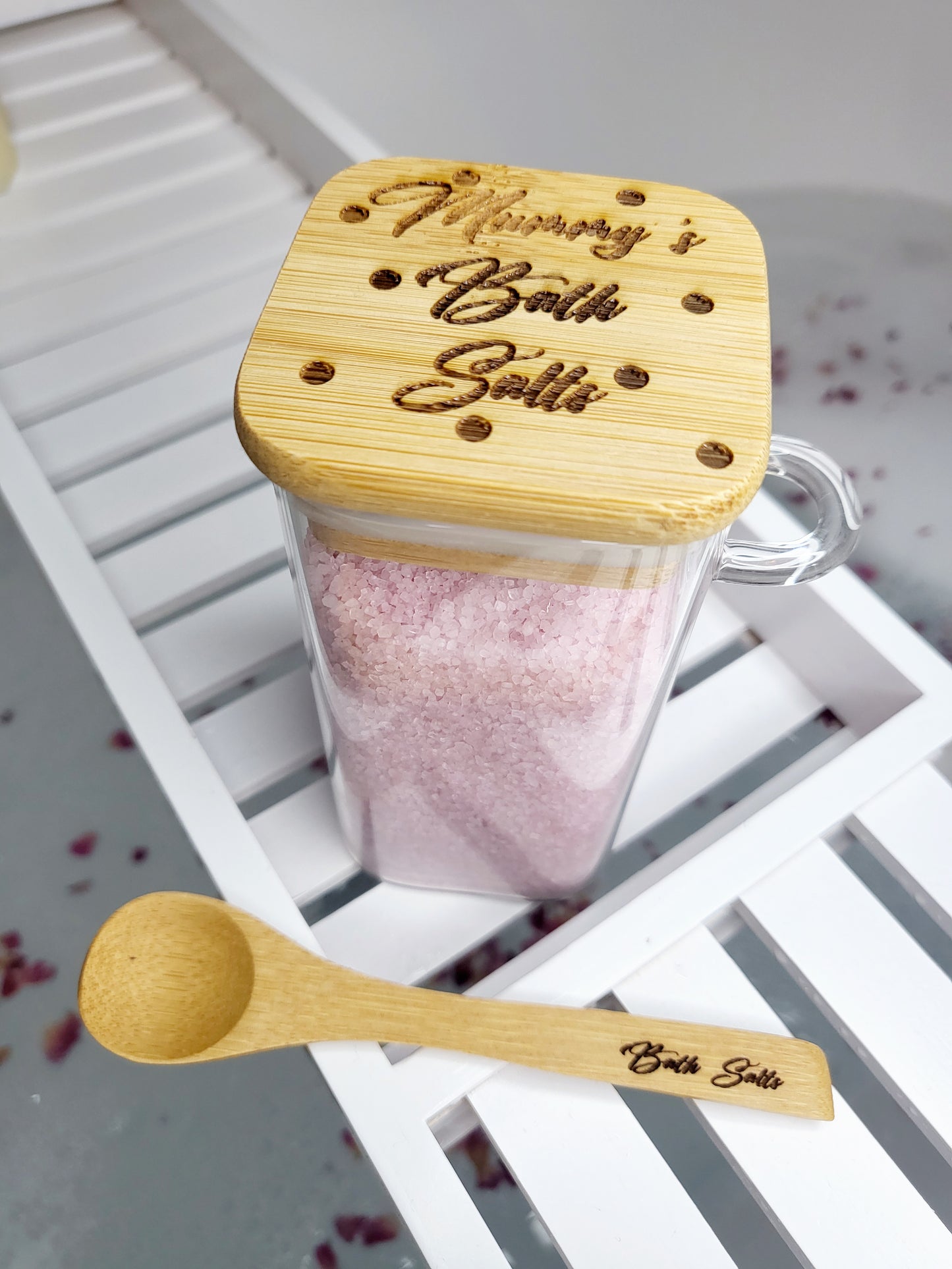 Personalised Bath Salt Jar with Spoon, Empty