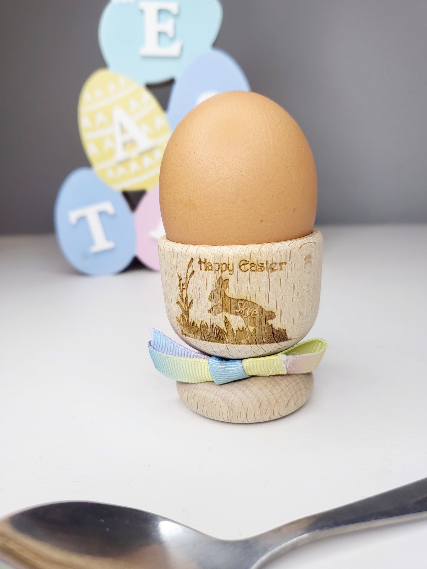 Personalised Wooden Egg Cup, Easter