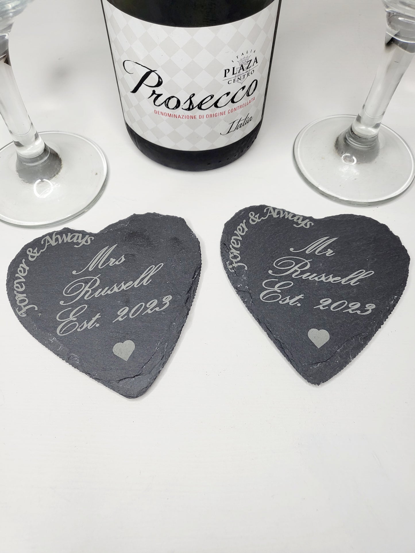 Personalised Heart Mr and Mrs Slate Coasters