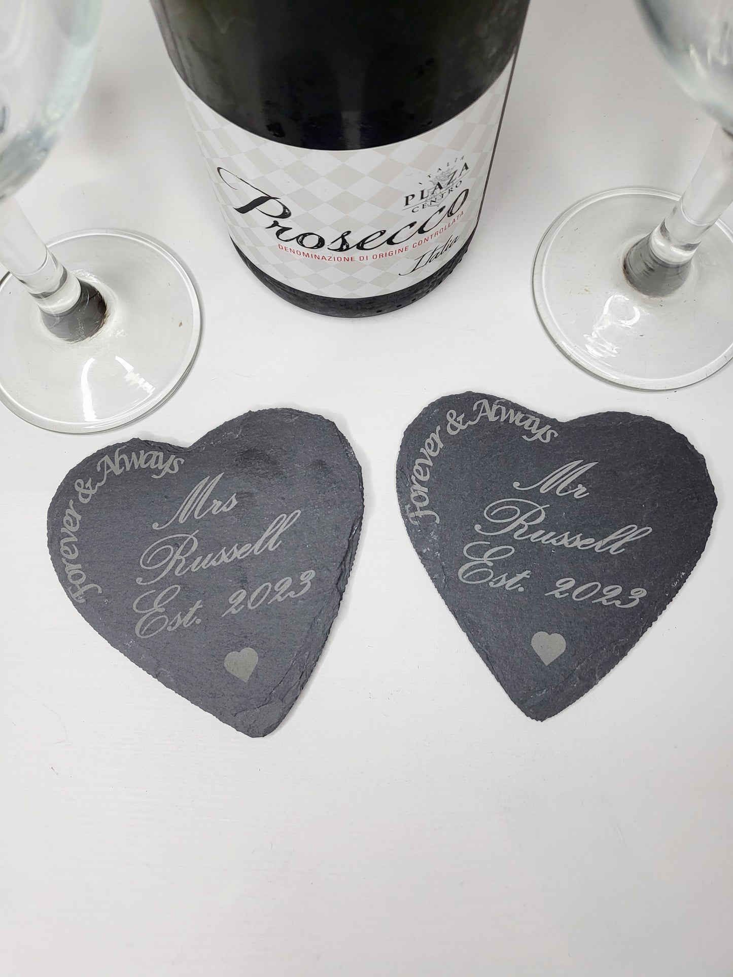 Personalised Heart Mr and Mrs Slate Coasters