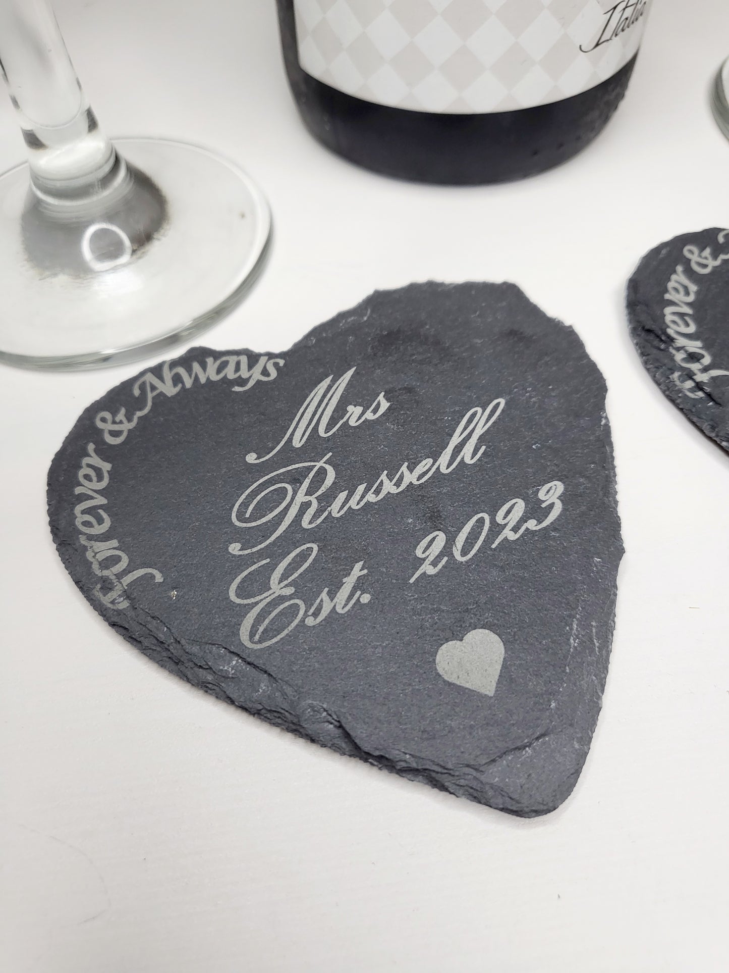 Personalised Heart Mr and Mrs Slate Coasters