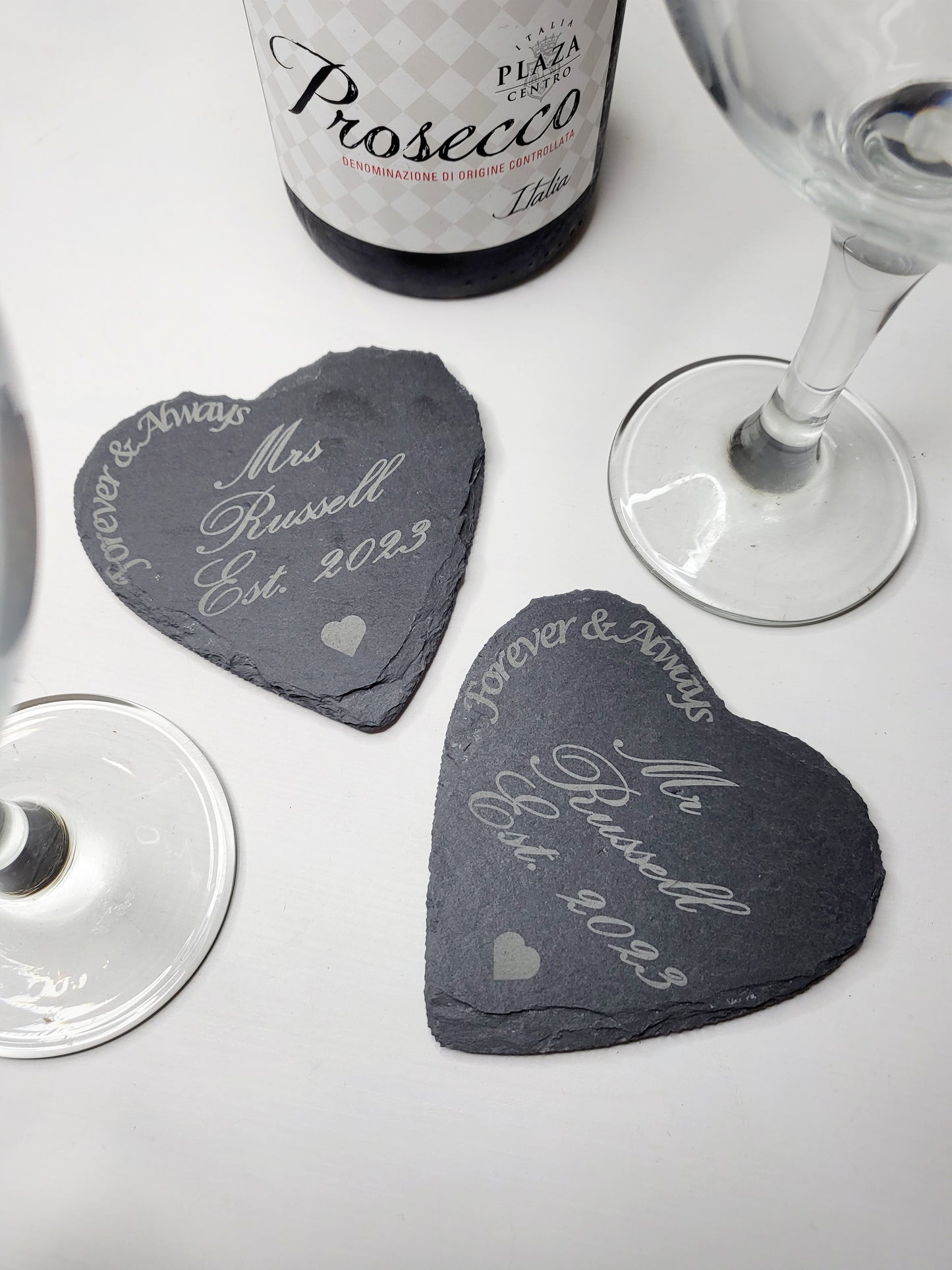 Personalised Heart Mr and Mrs Slate Coasters