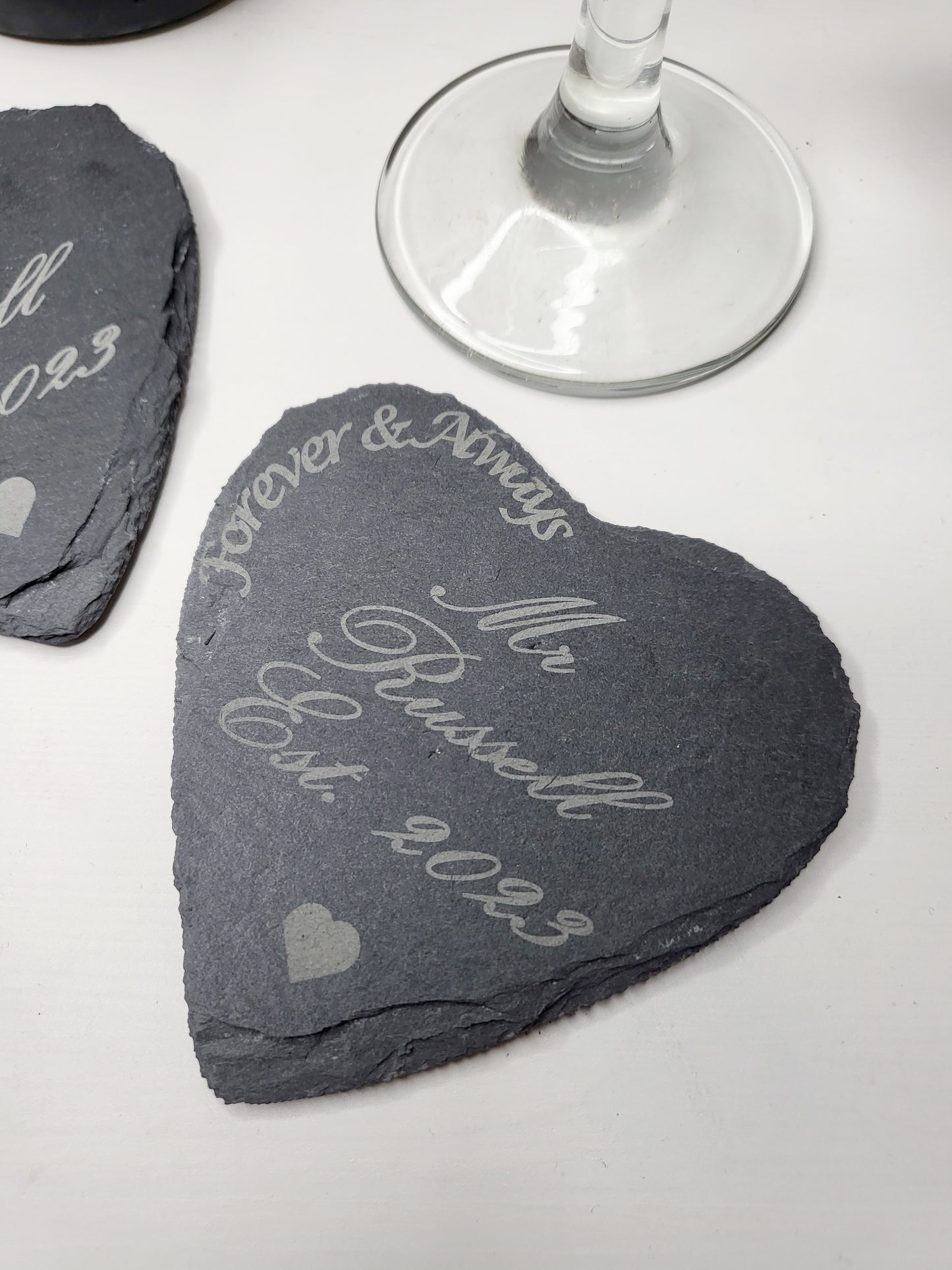 Personalised Heart Mr and Mrs Slate Coasters