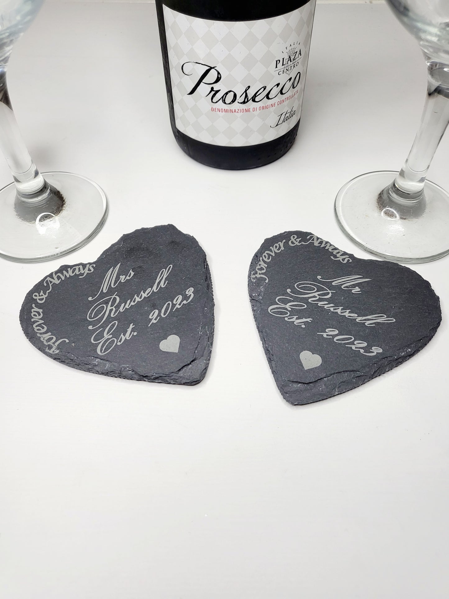 Personalised Heart Mr and Mrs Slate Coasters