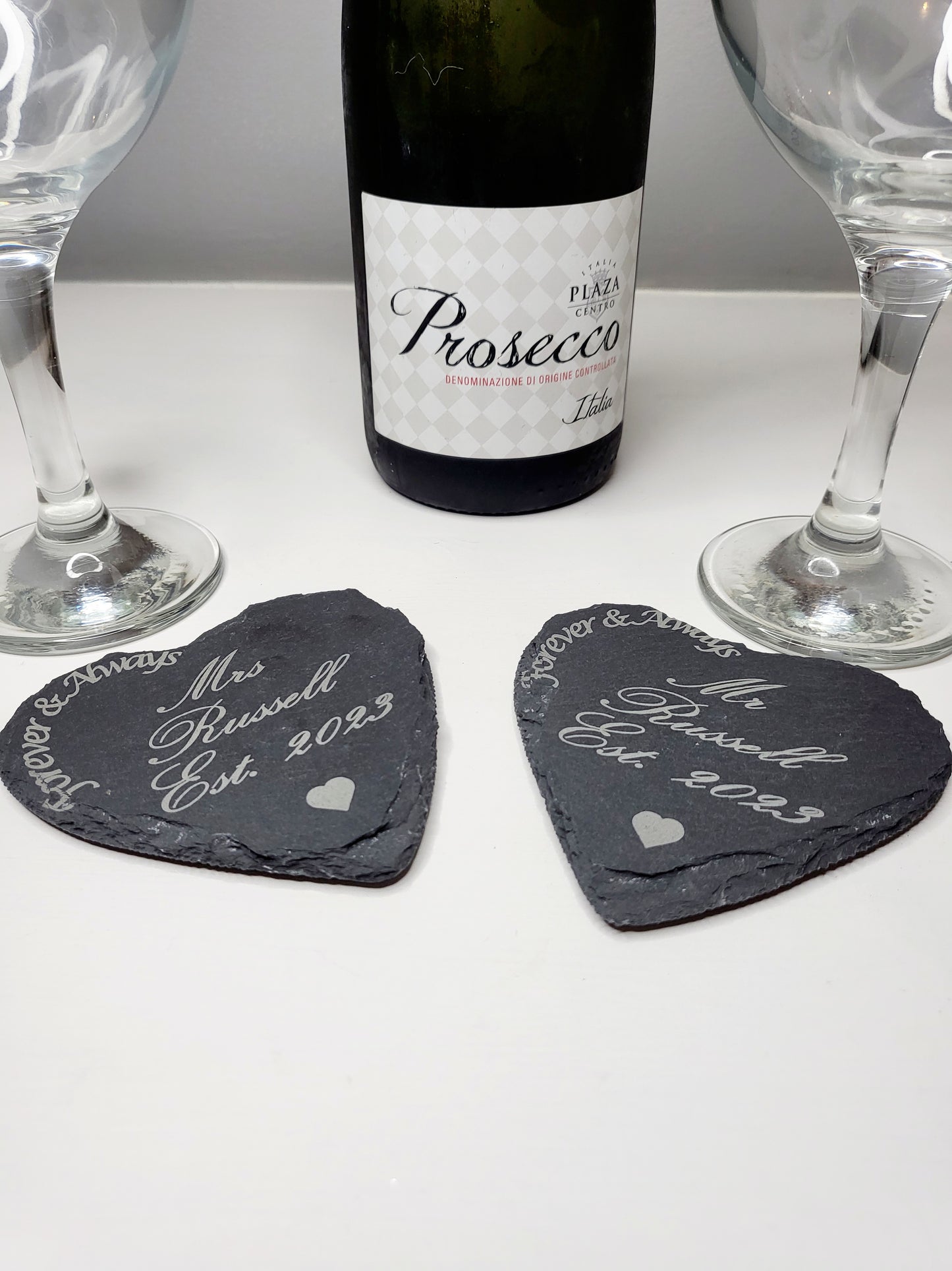 Personalised Heart Mr and Mrs Slate Coasters