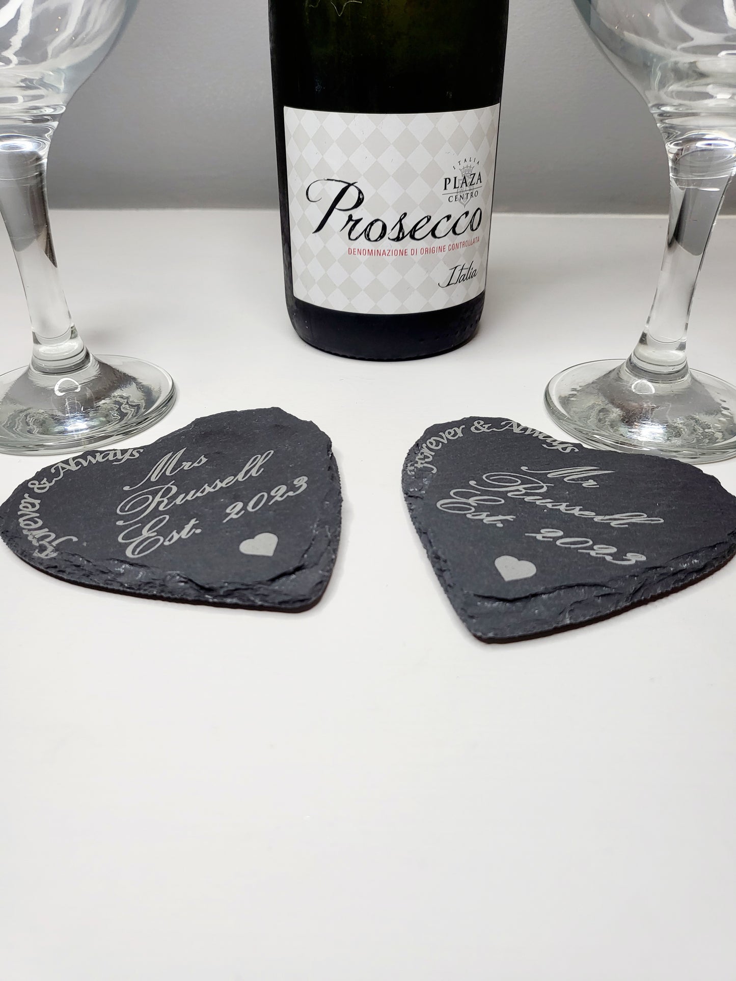 Personalised Heart Mr and Mrs Slate Coasters