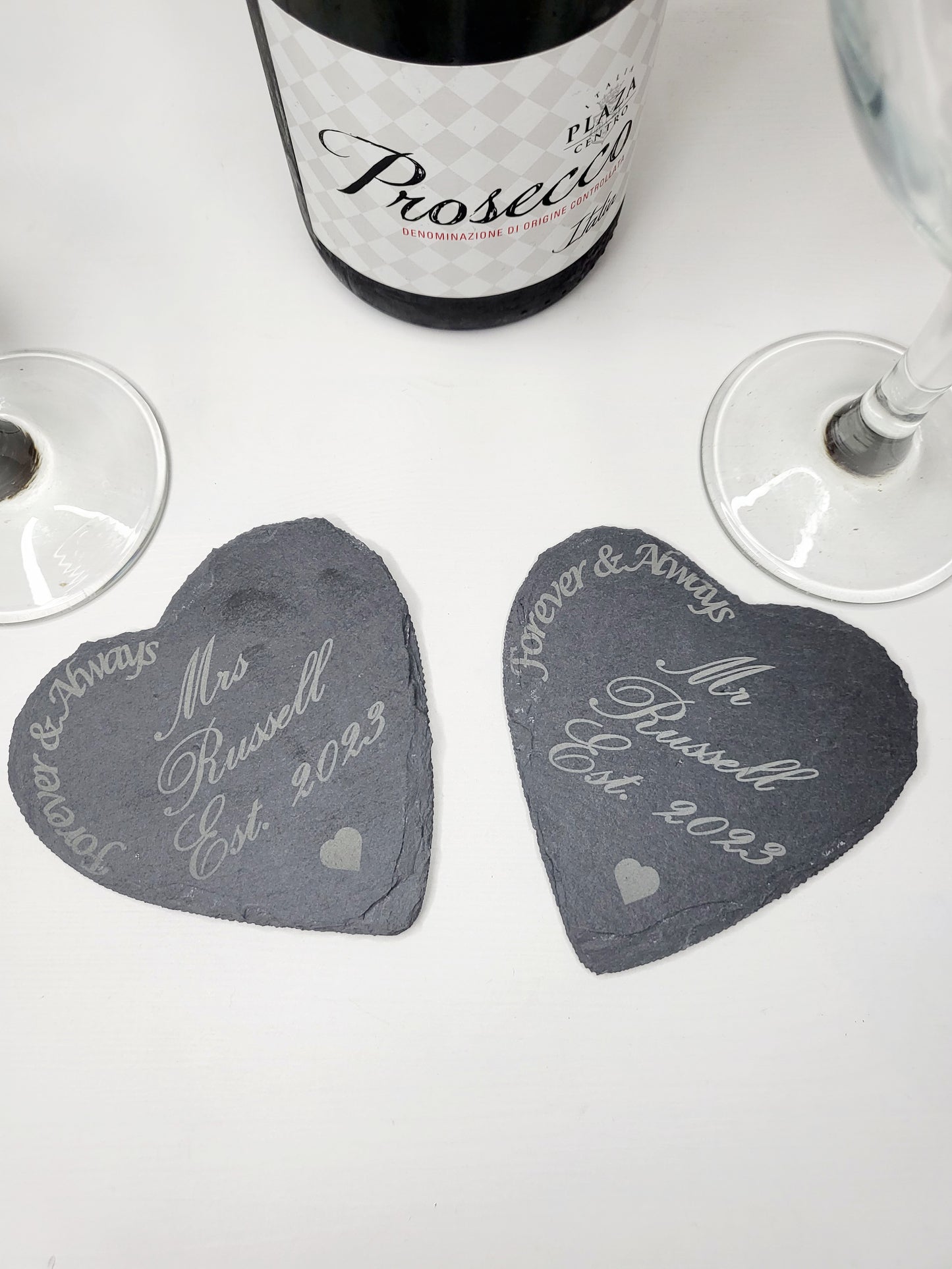 Personalised Heart Mr and Mrs Slate Coasters