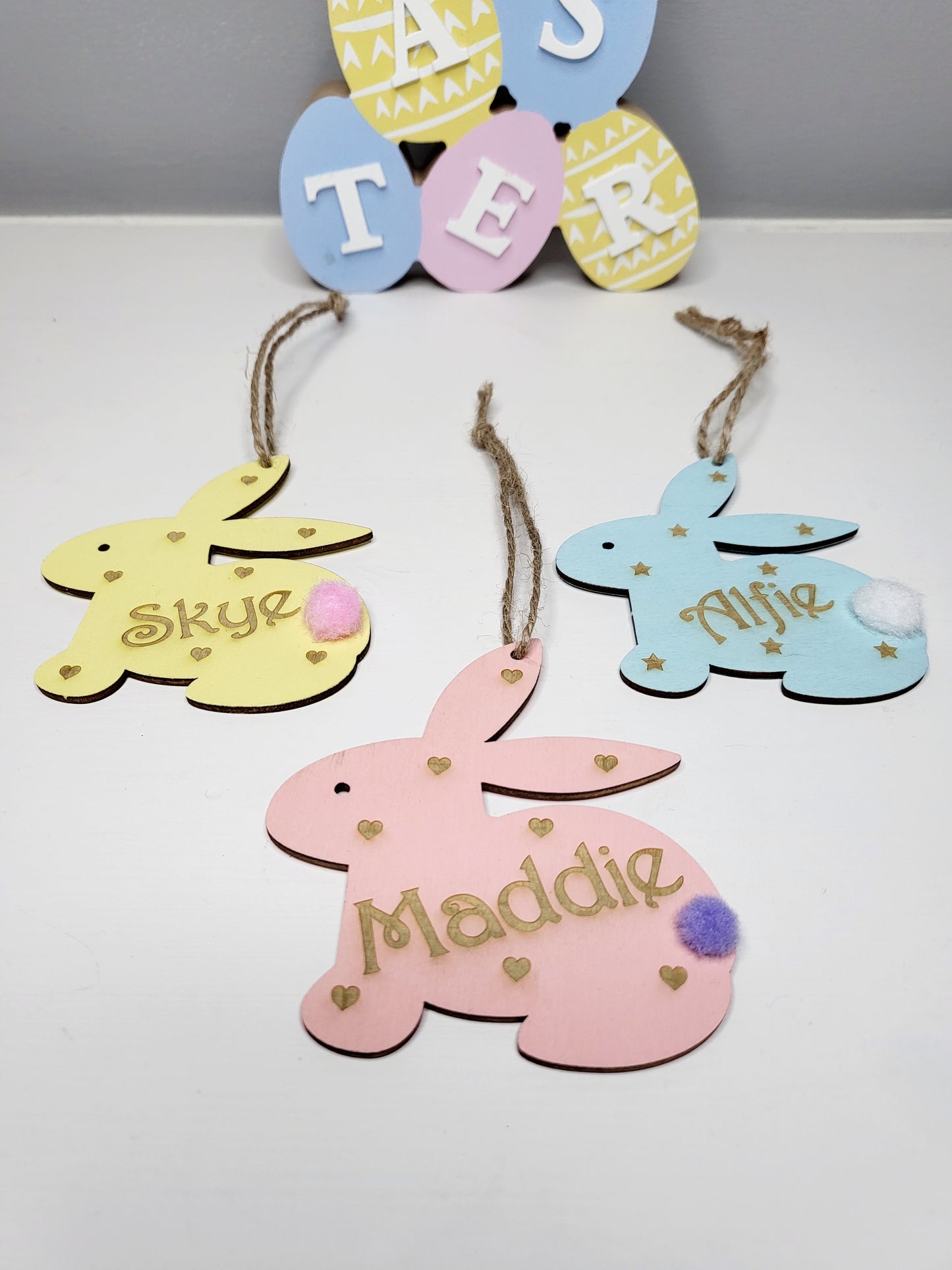 Personalised Wooden Easter Tree Bunny Decoration