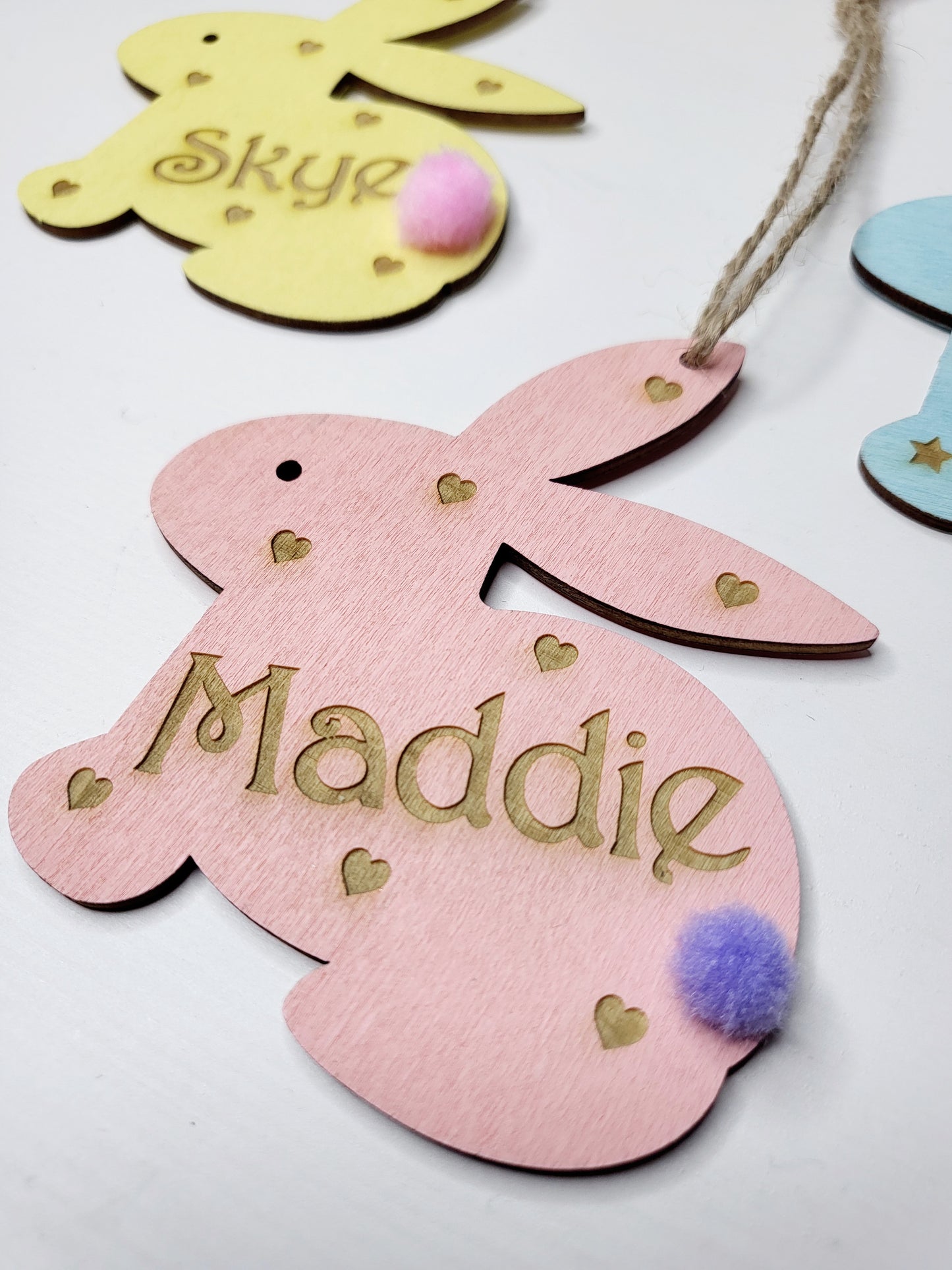 Personalised Wooden Easter Tree Bunny Decoration