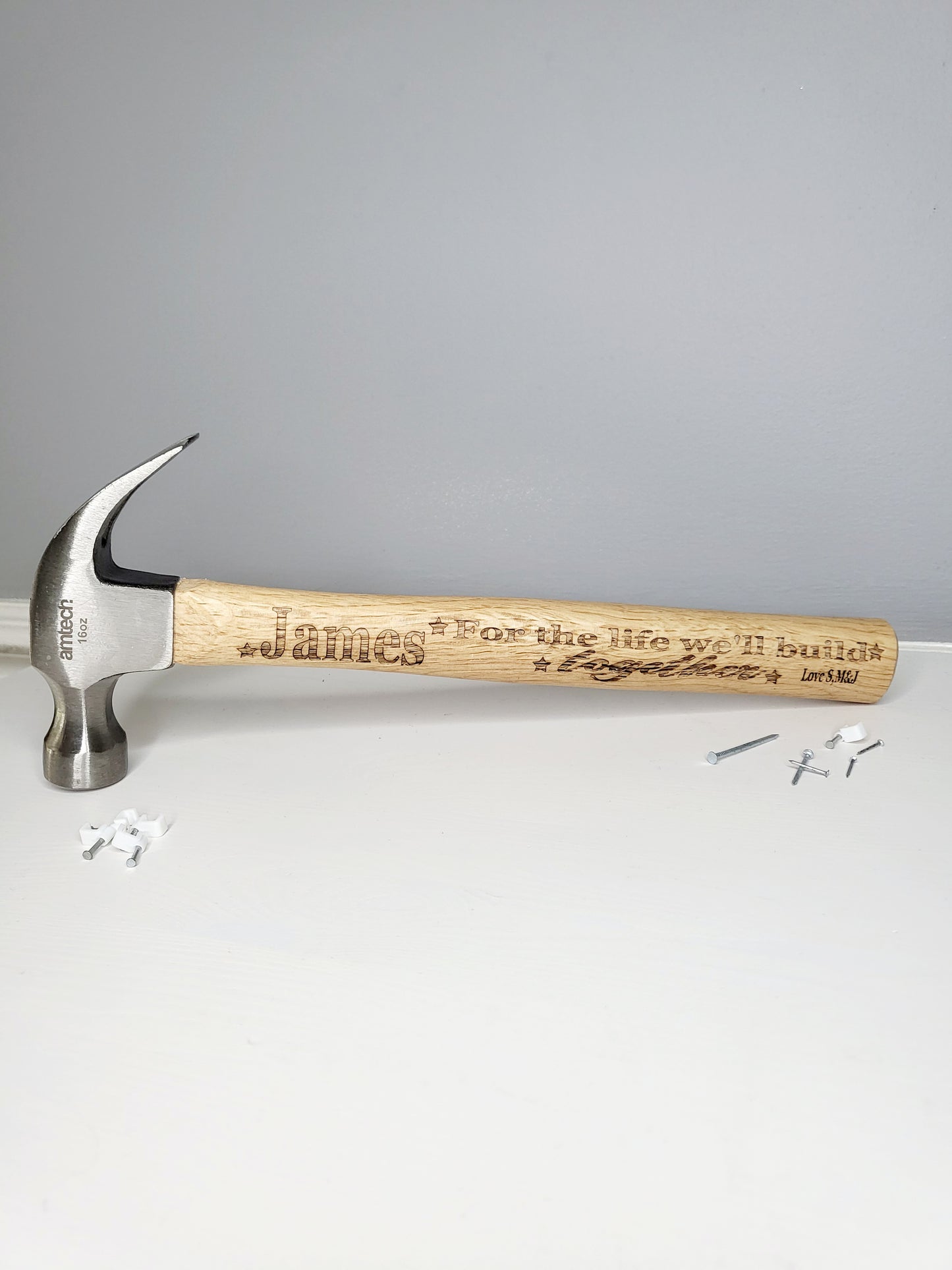 Personalised Engraved 16oz Wooden Claw Hammer