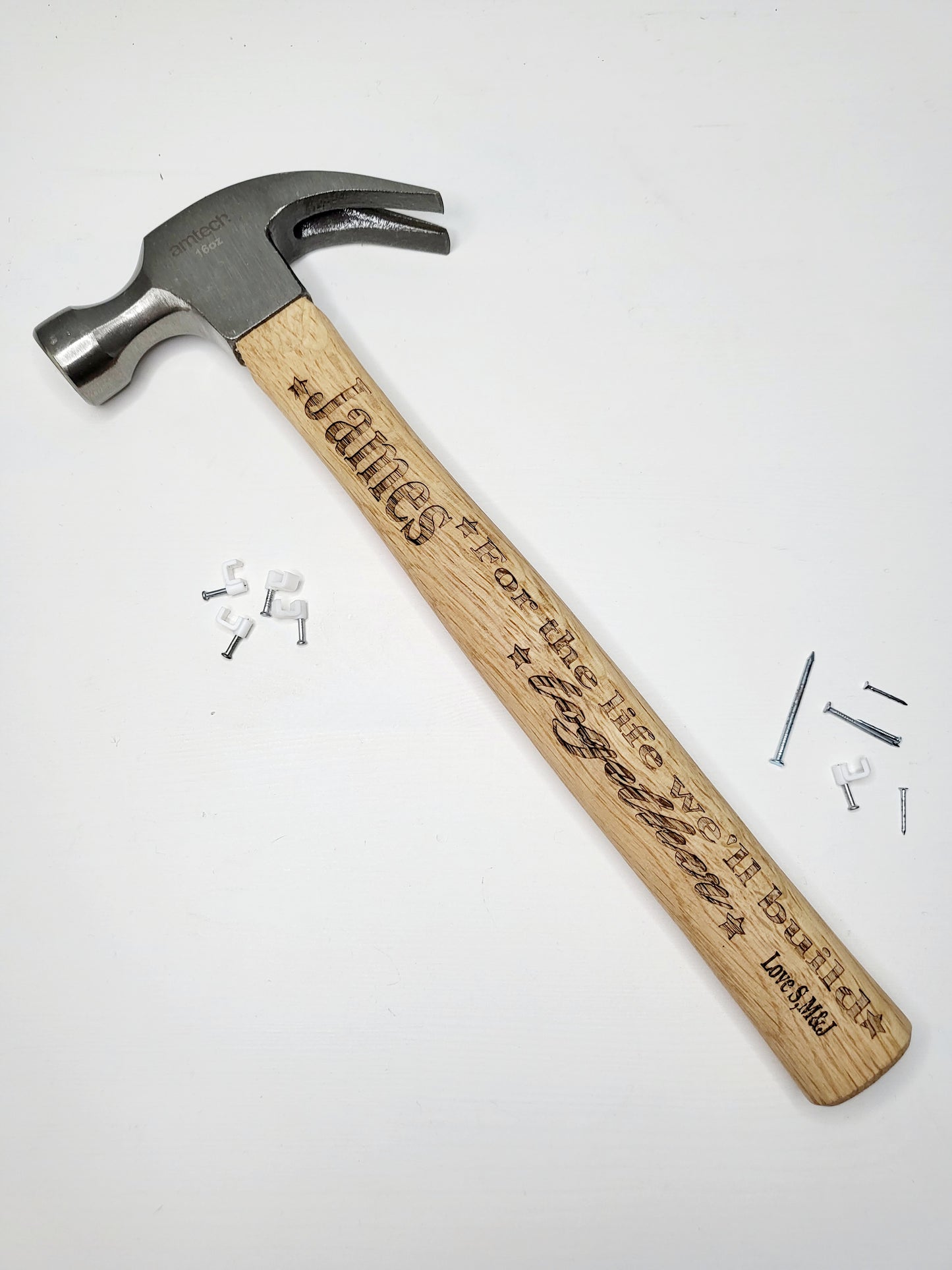 Personalised Engraved 16oz Wooden Claw Hammer