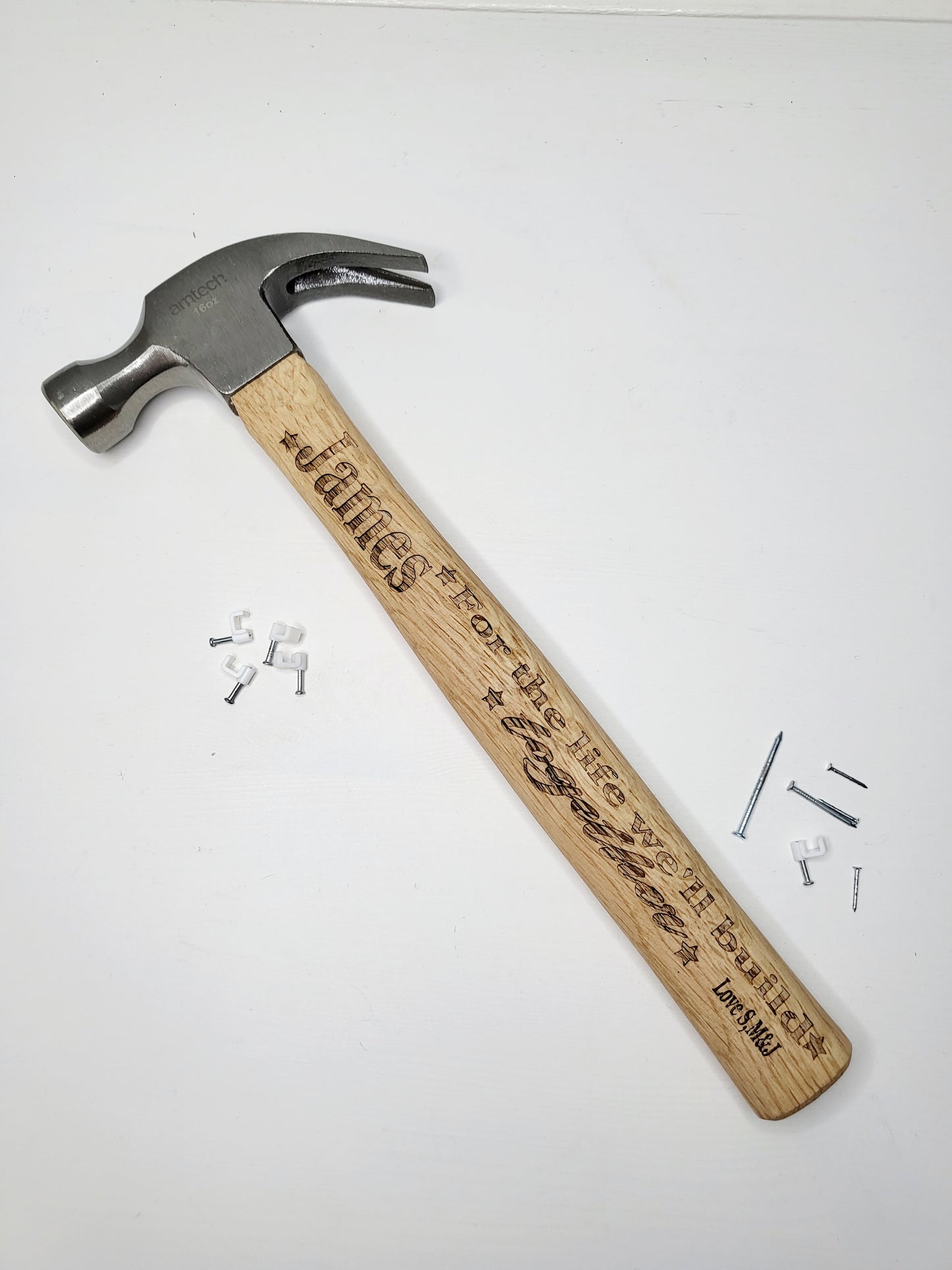 Personalised Engraved 16oz Wooden Claw Hammer