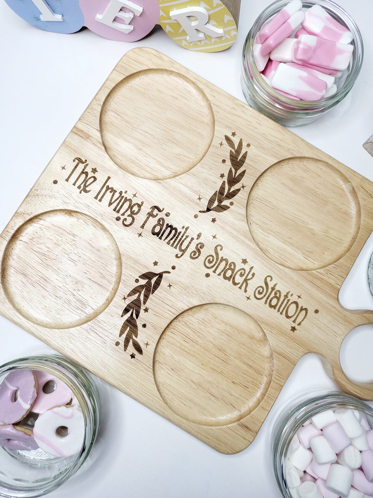 Personalised Snack Station Board, WITHOUT BOWLS