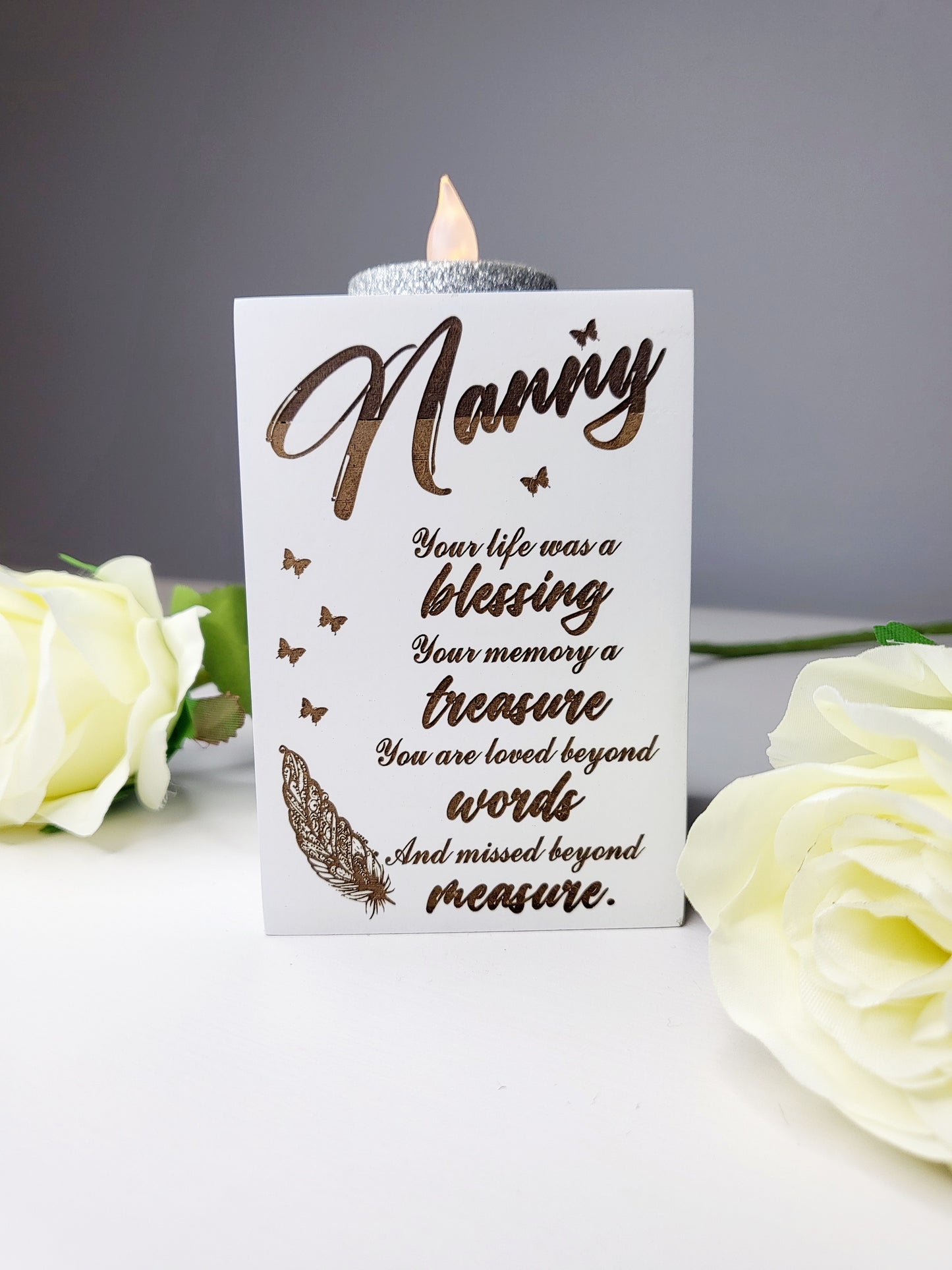 Personalised Memorial Single Tea Light Holder