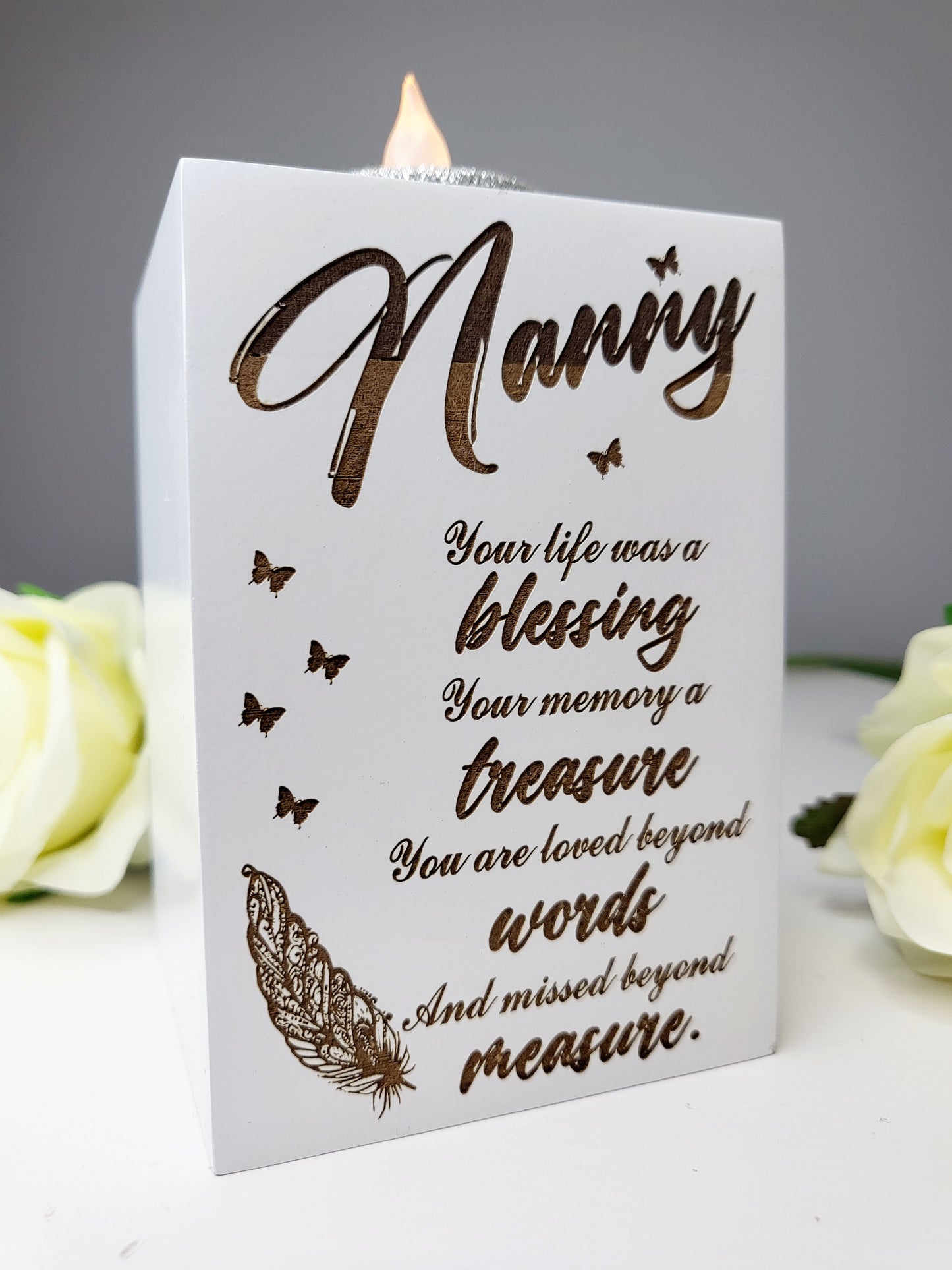 Personalised Memorial Single Tea Light Holder