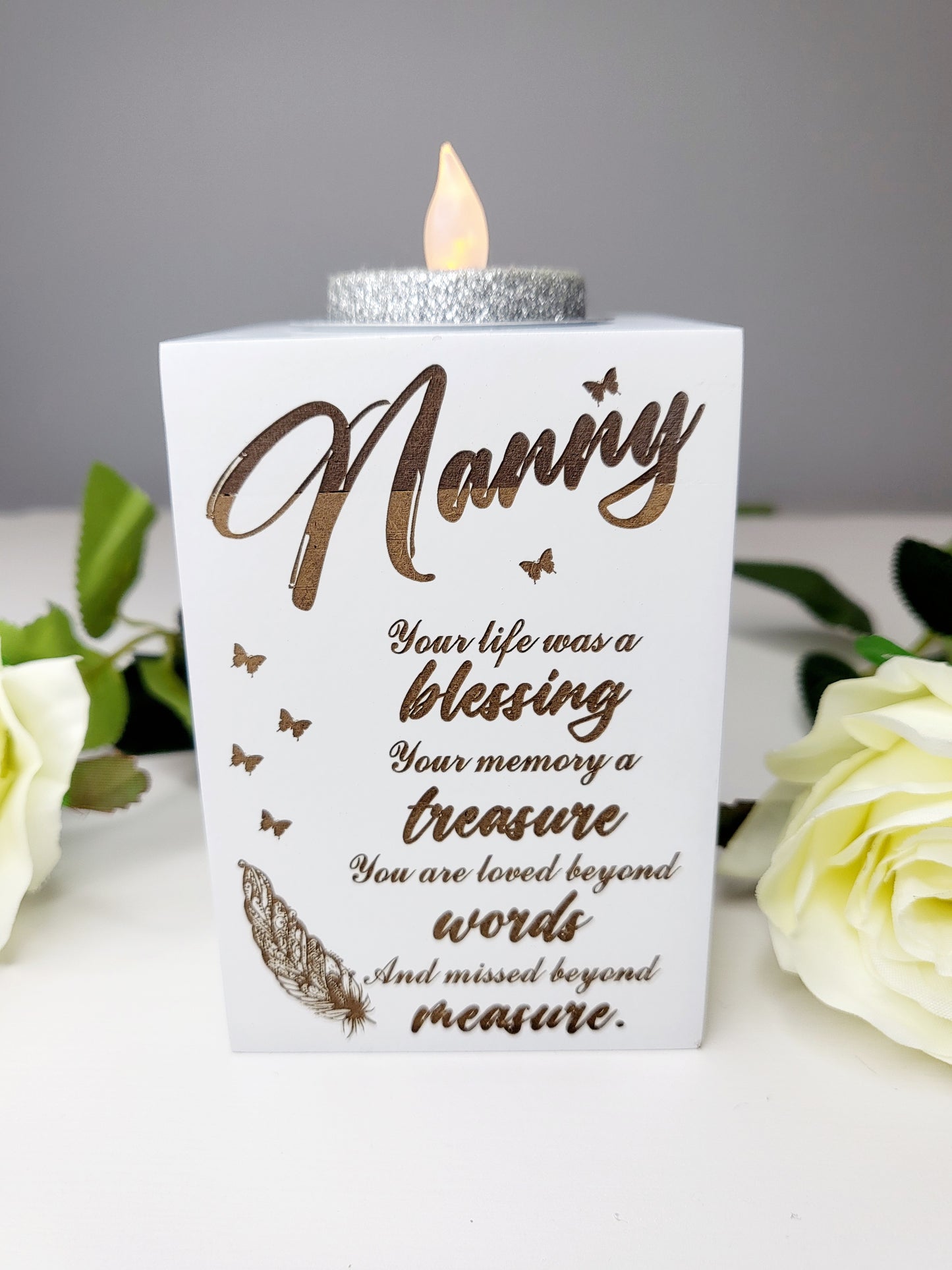 Personalised Memorial Single Tea Light Holder