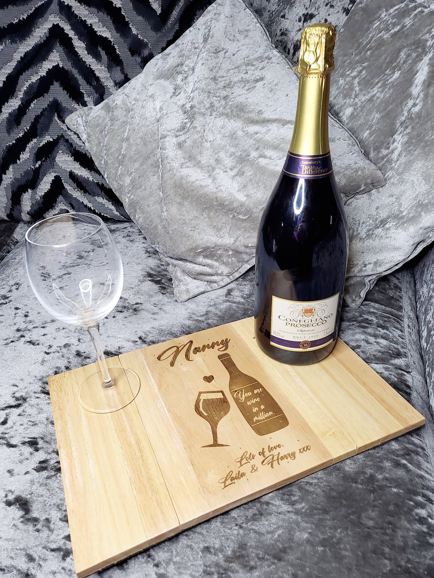 Personalised Sofa Arm Rest Tray - Wine