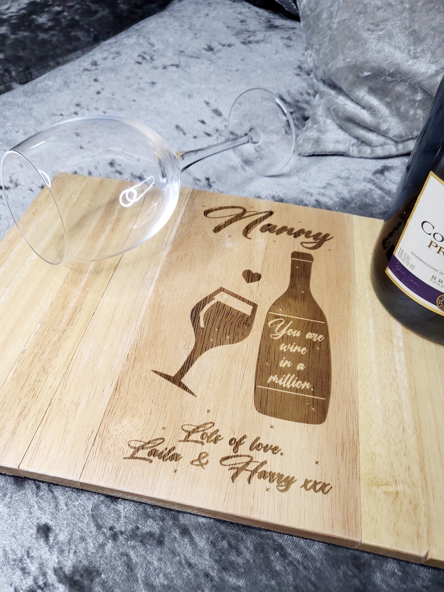 Personalised Sofa Arm Rest Tray - Wine