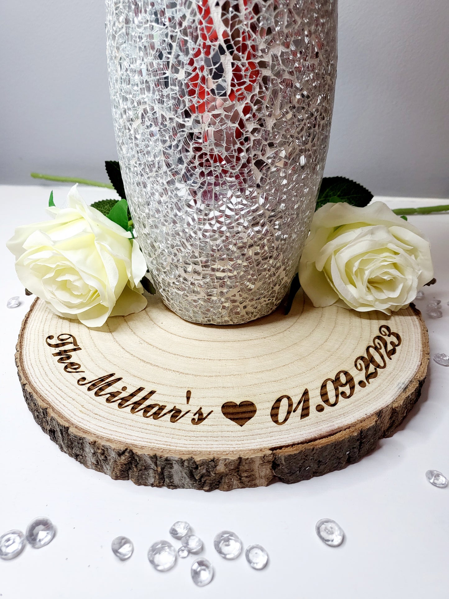 Personalised Wedding Centre Piece Log Slice