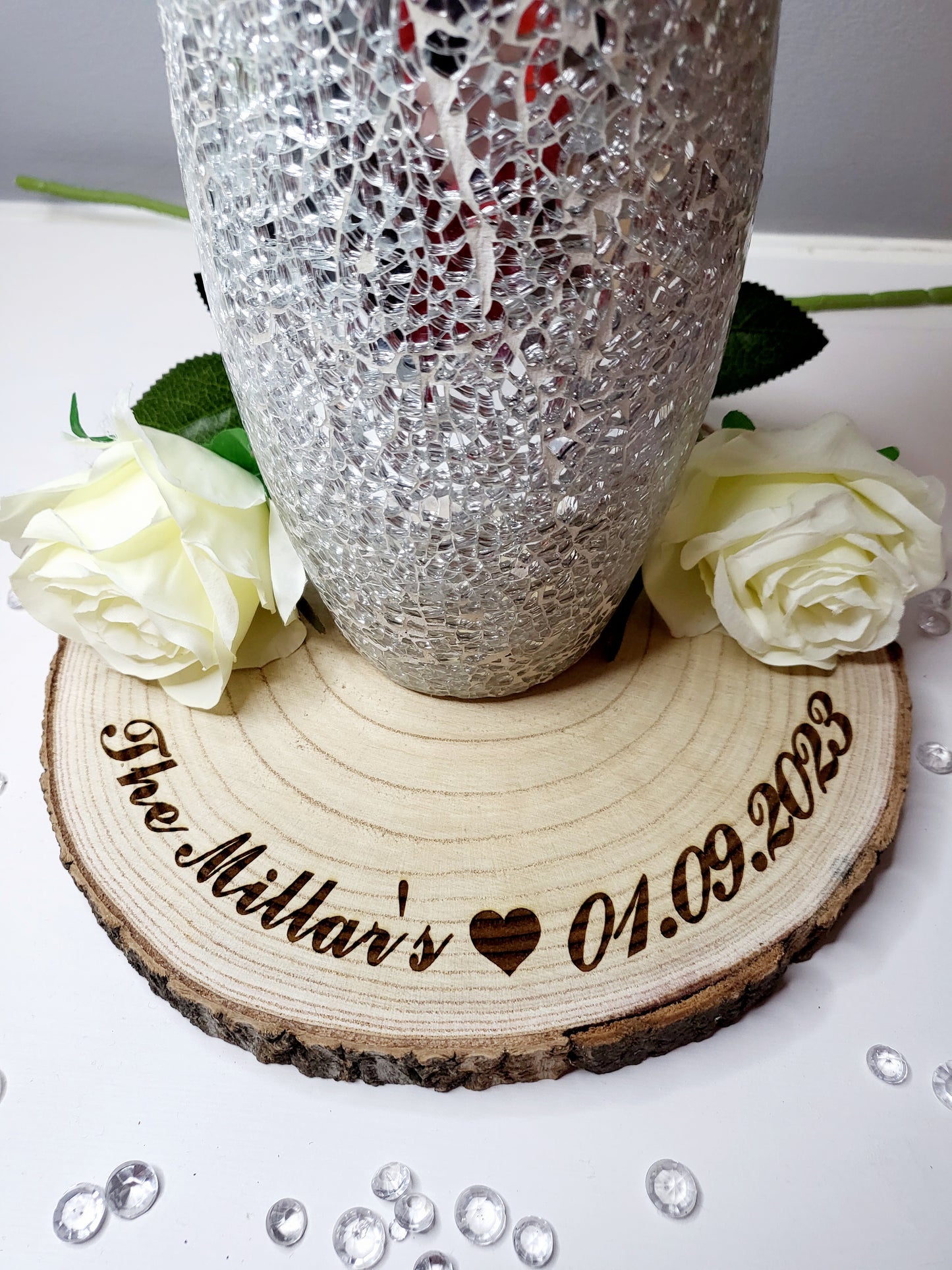 Personalised Wedding Centre Piece Log Slice