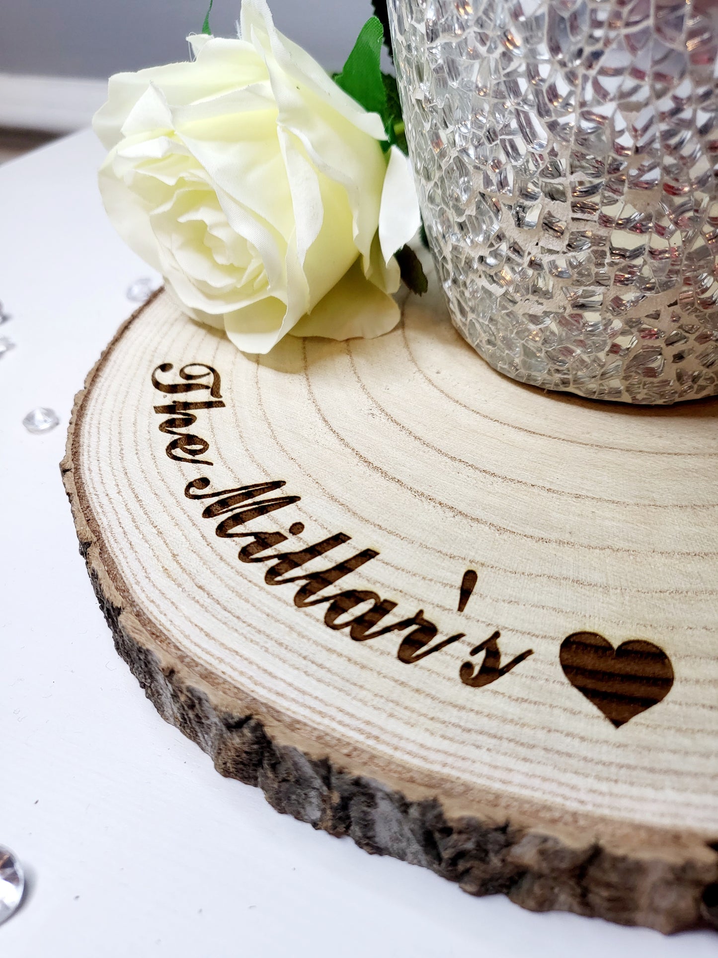 Personalised Wedding Centre Piece Log Slice