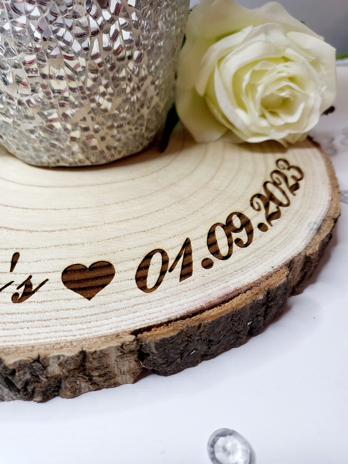 Personalised Wedding Centre Piece Log Slice