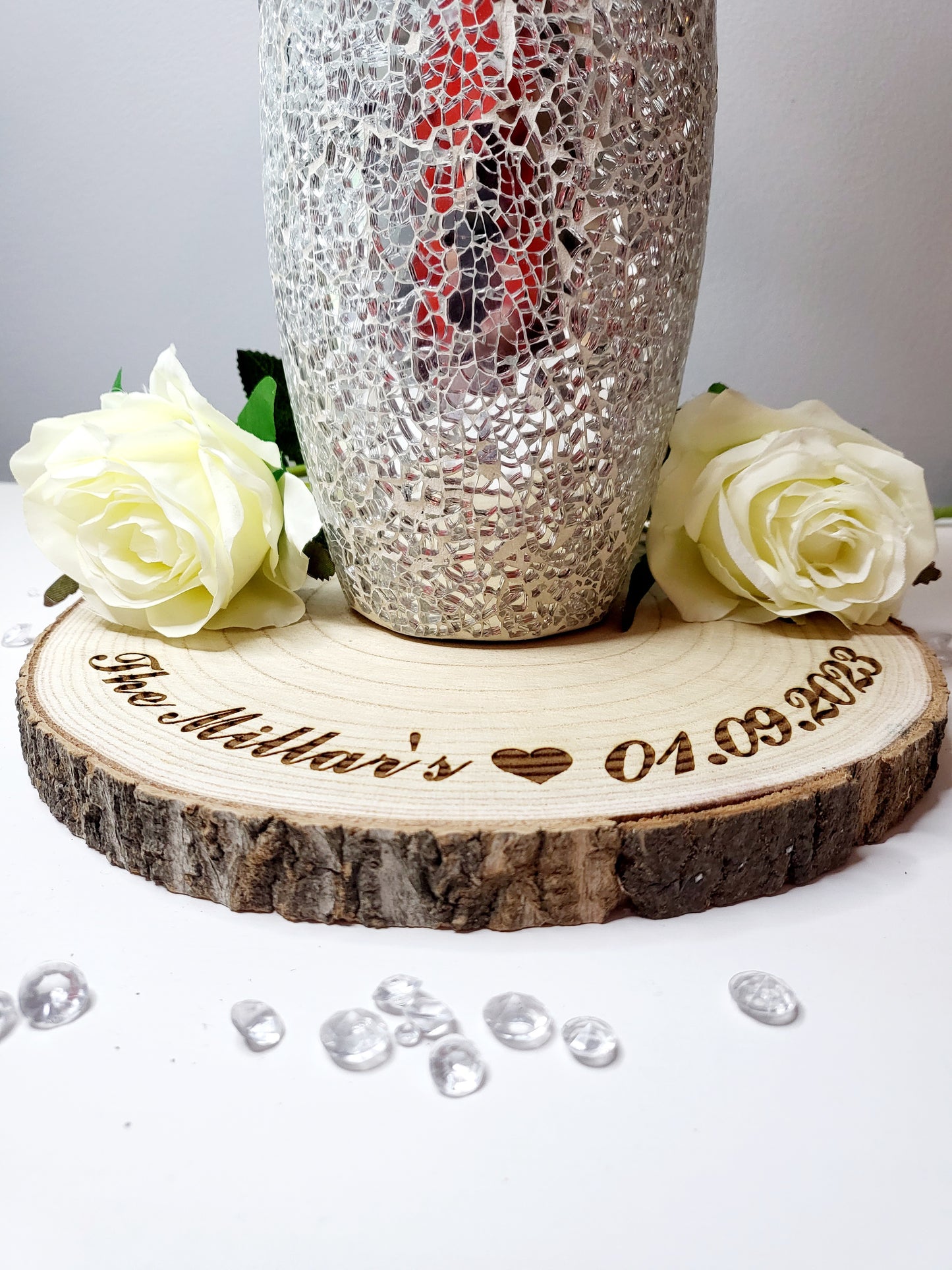 Personalised Wedding Centre Piece Log Slice