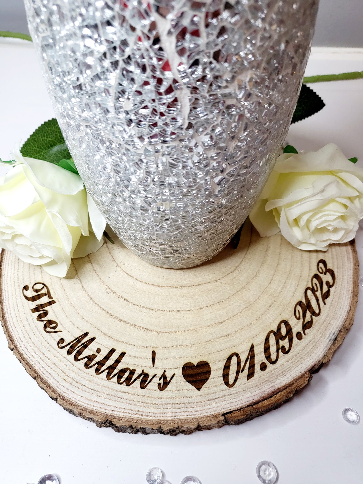 Personalised Wedding Centre Piece Log Slice