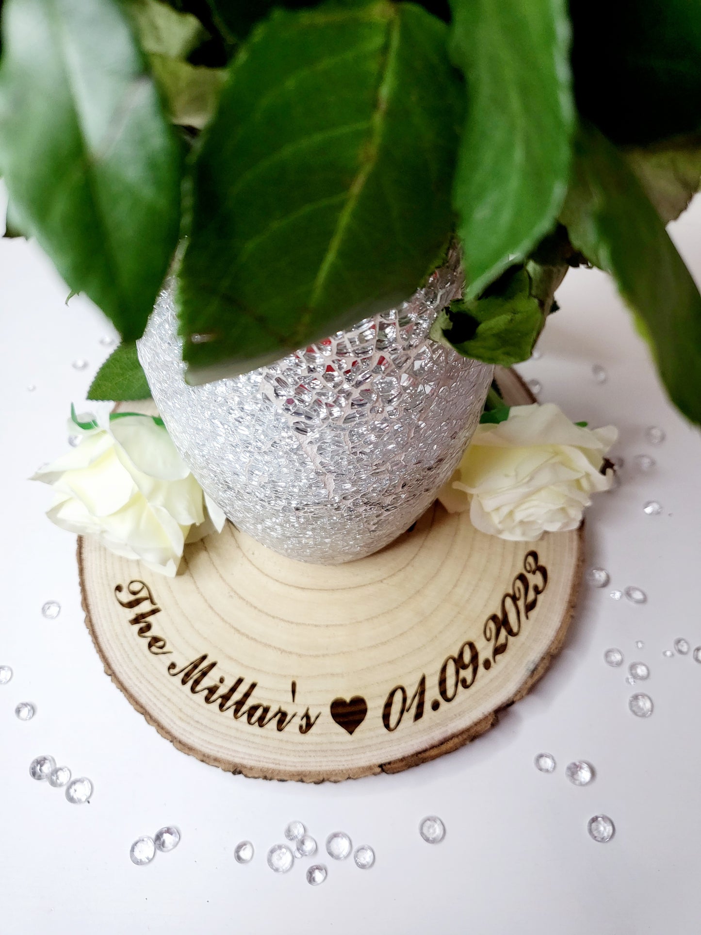 Personalised Wedding Centre Piece Log Slice